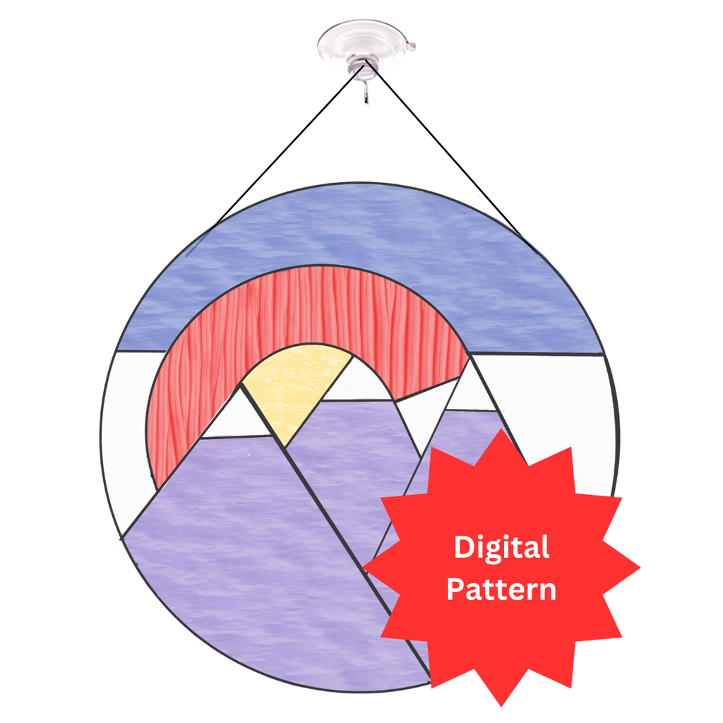 CO Mountains Stained Glass Pattern