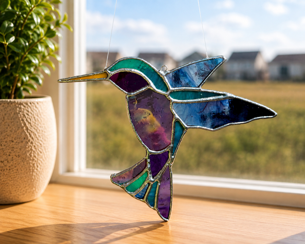 Hummingbird Stained Glass Sun Catcher