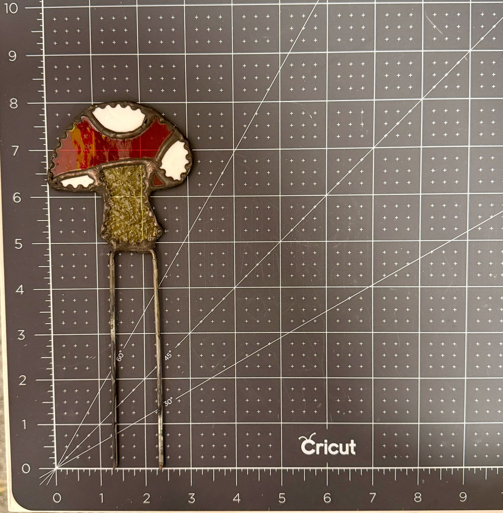 Mushroom Stained Glass Plant Stake