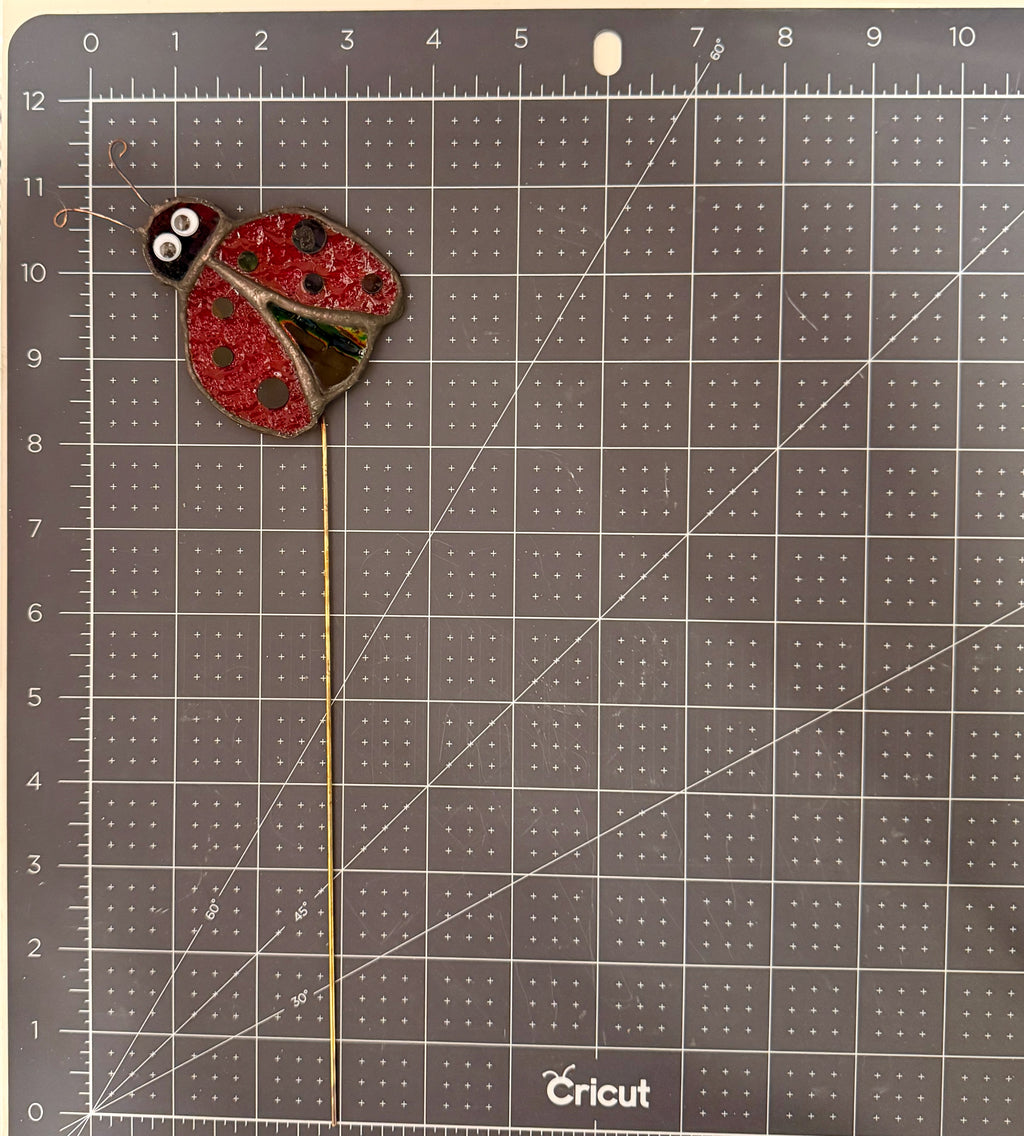 Ladybug Stained Glass Plant Stake