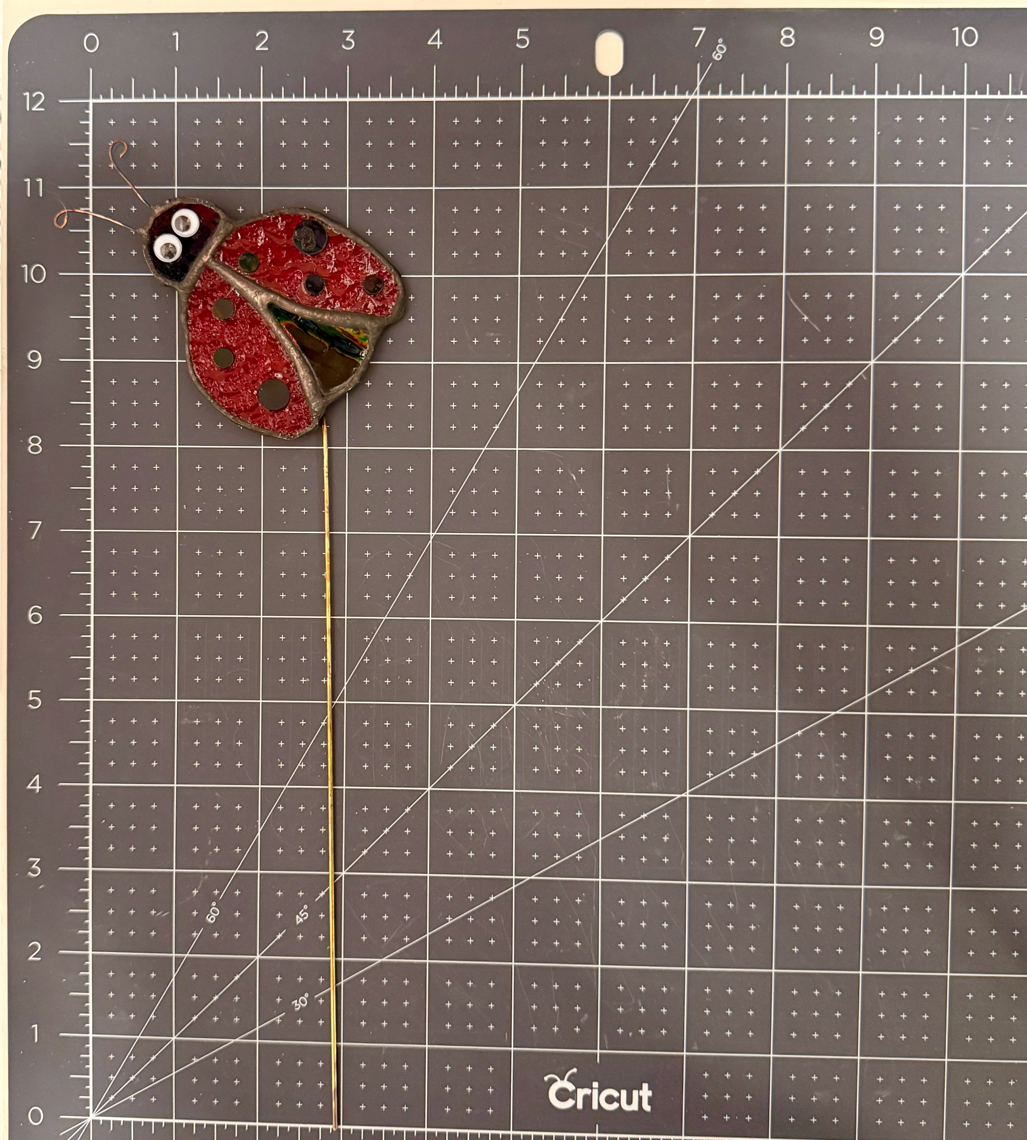 Ladybug Stained Glass Plant Stake