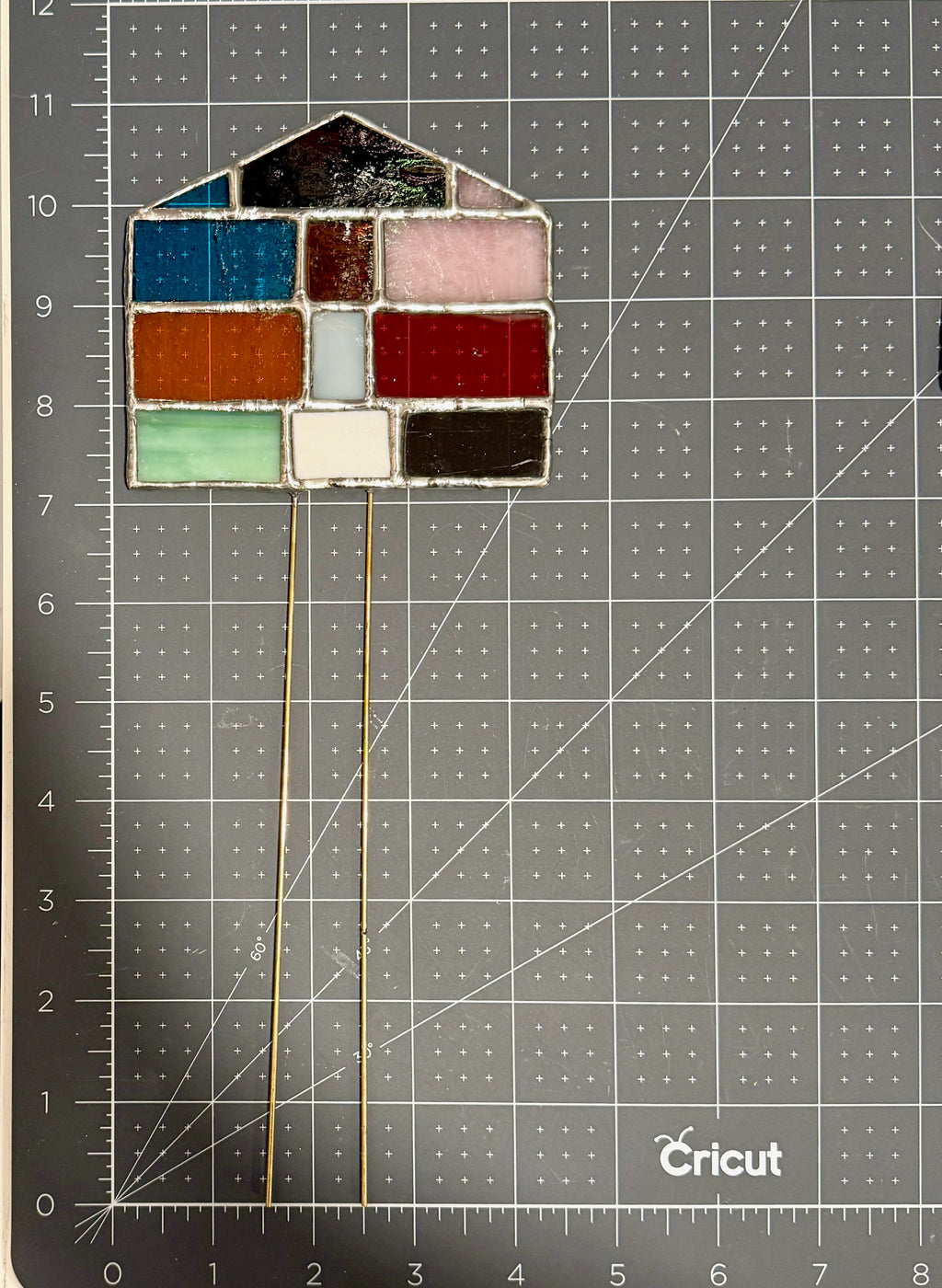 Lover House Stained Glass Plant Stake