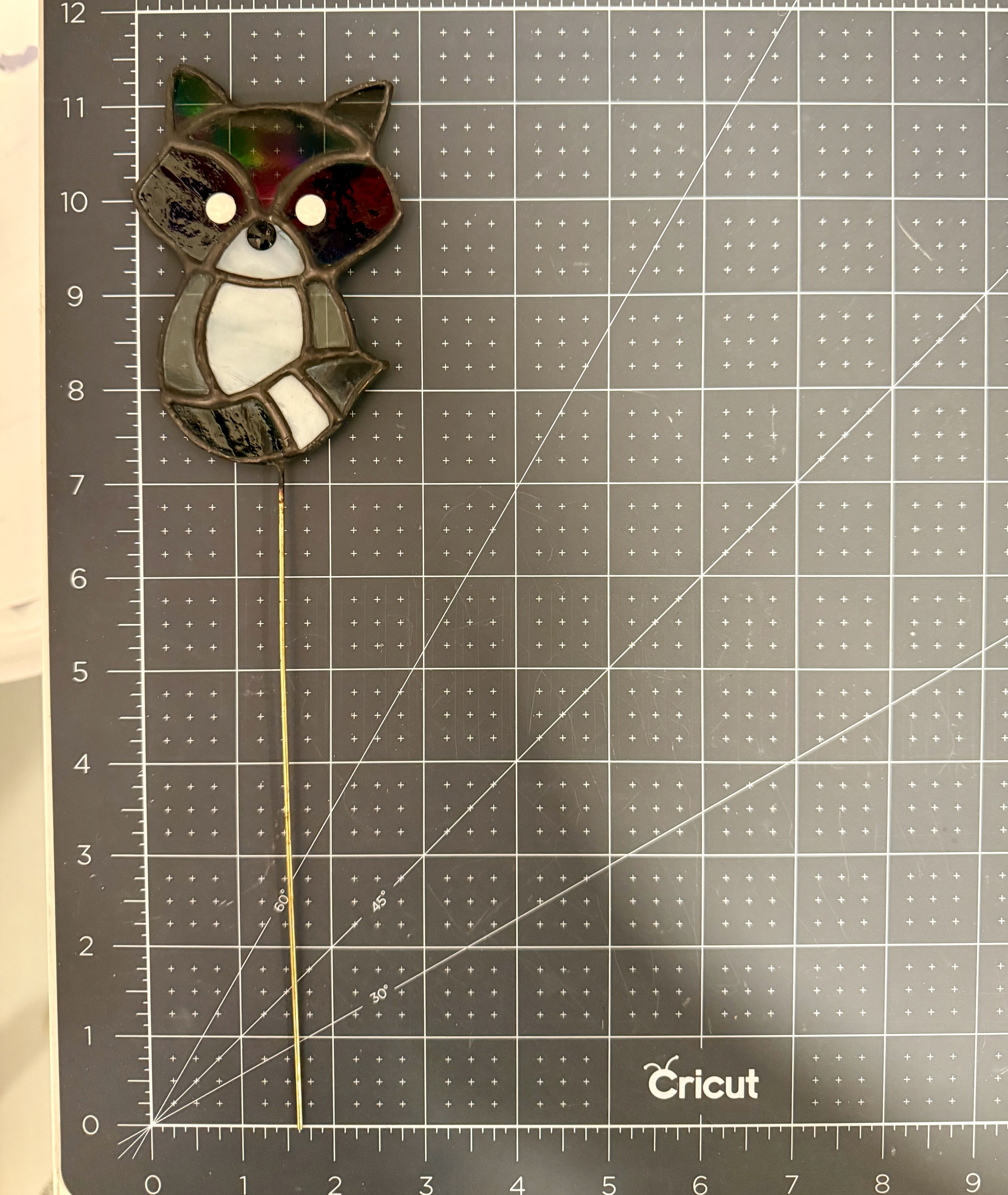 Raccoon Stained Glass Plant Stake