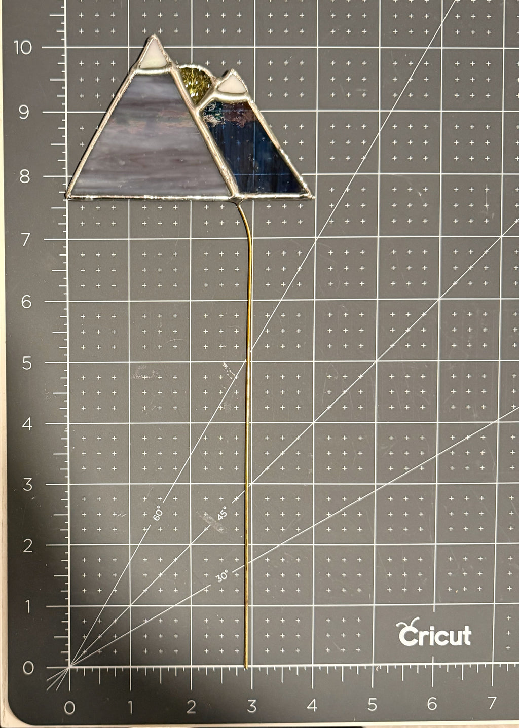 Mountains Stained Glass Plant Stake