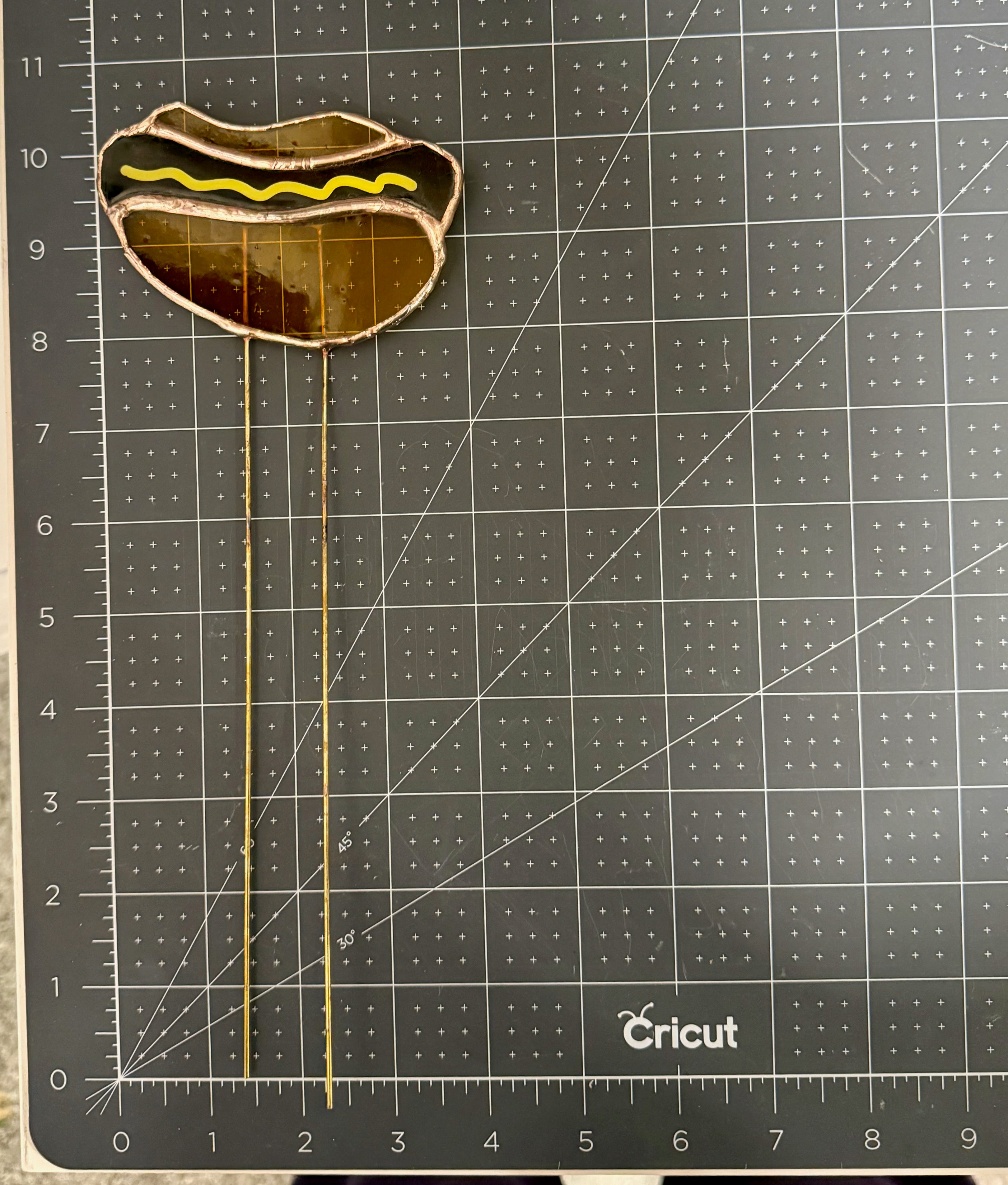 Hot Dog Stained Glass Plant Stake