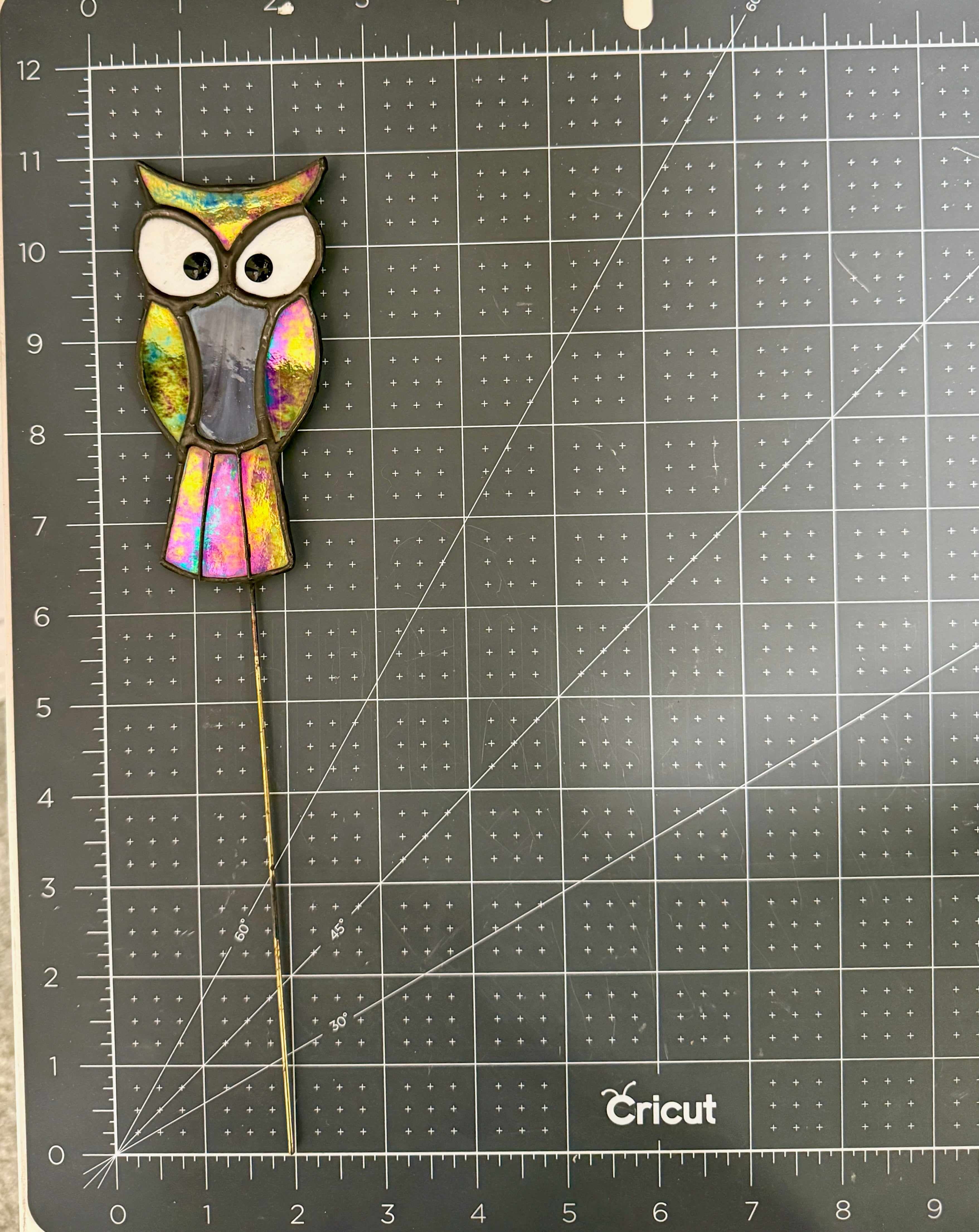 Owl Stained Glass Plant Stake