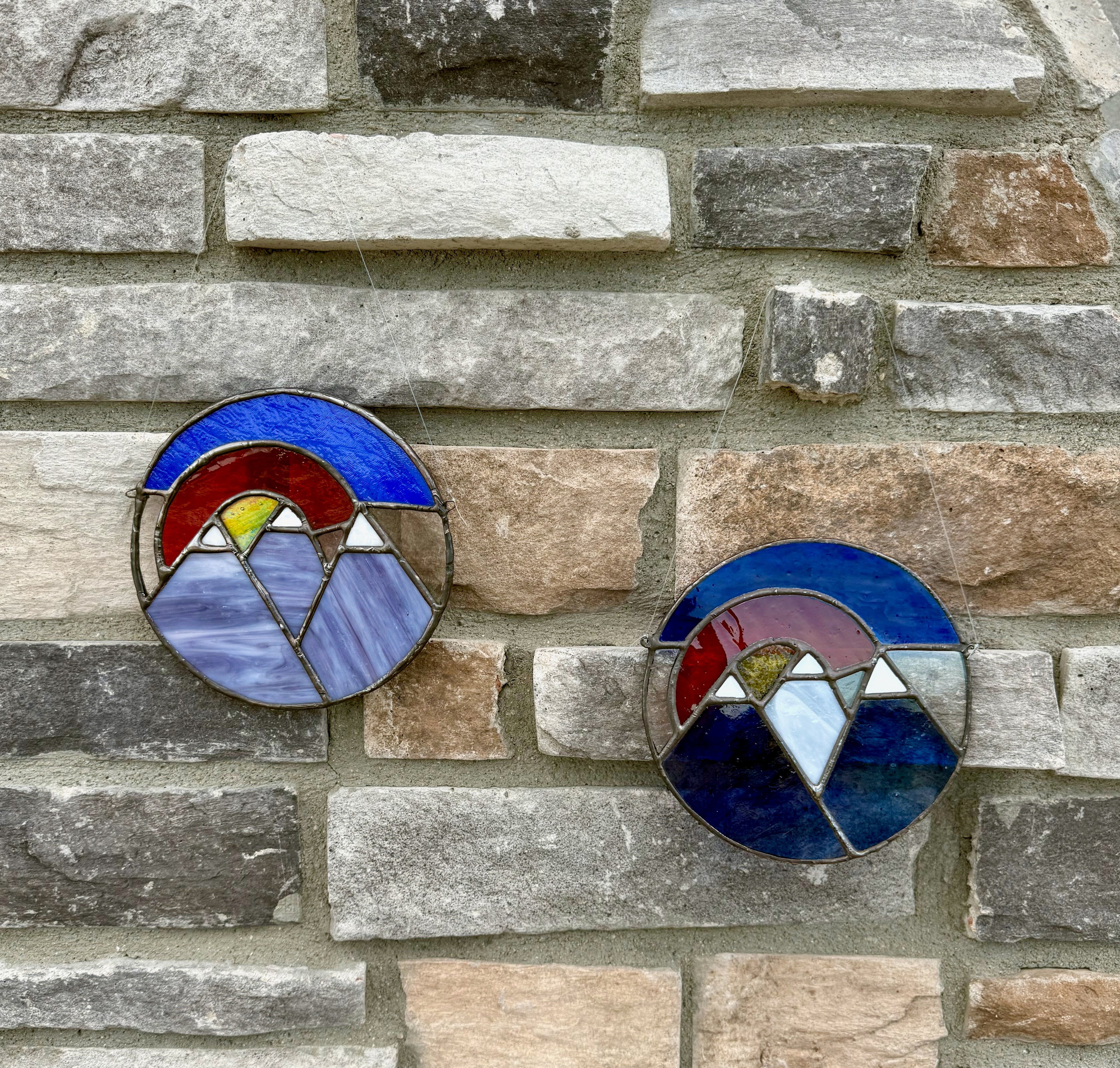 Colorado Mountains Stained Glass Suncatcher