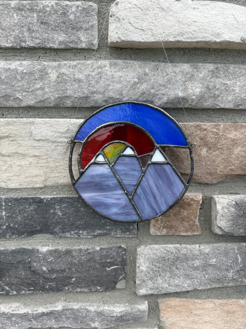 Colorado Mountains Stained Glass Suncatcher