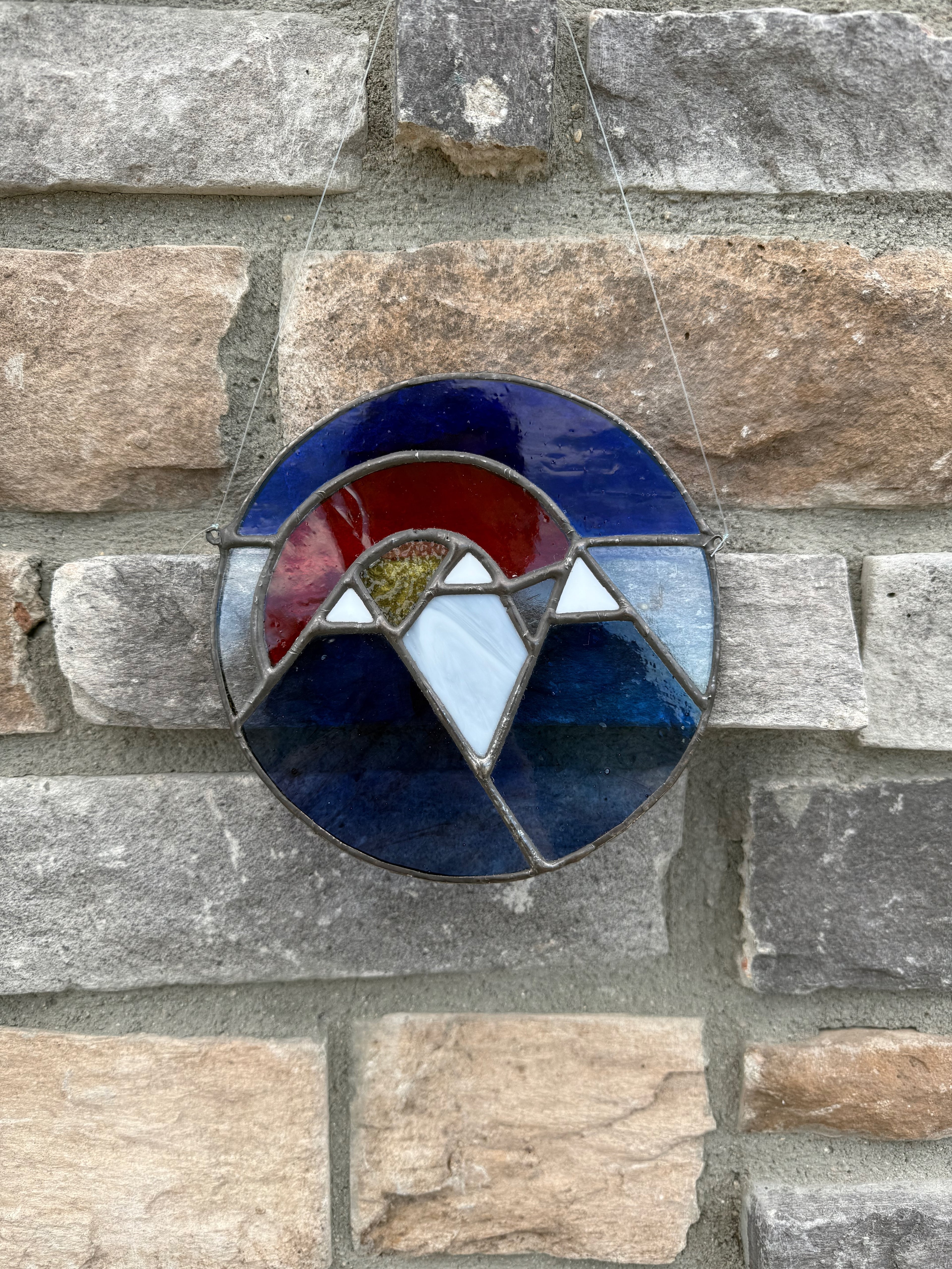 Colorado Mountains Stained Glass Suncatcher