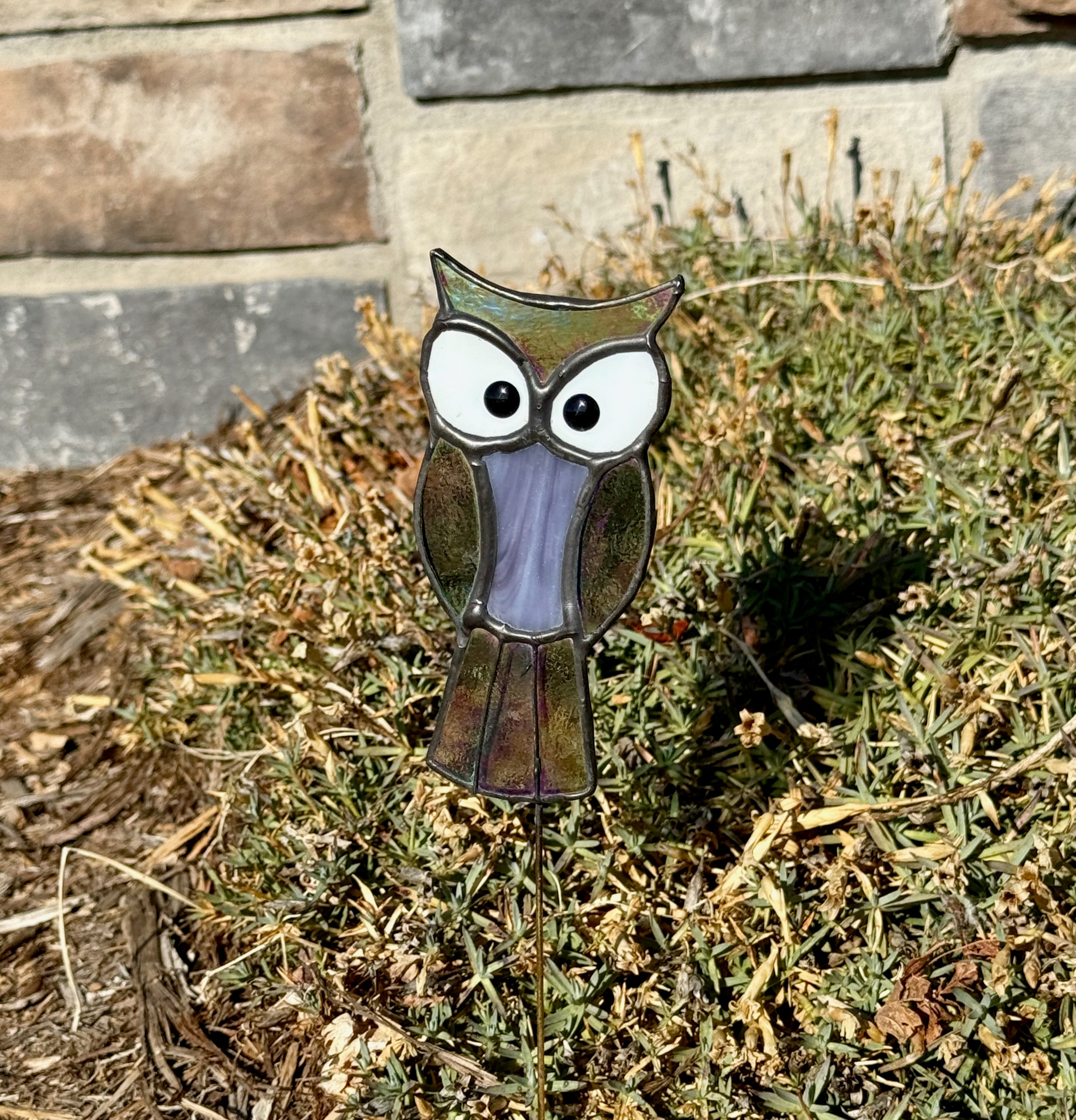 Owl Stained Glass Plant Stake