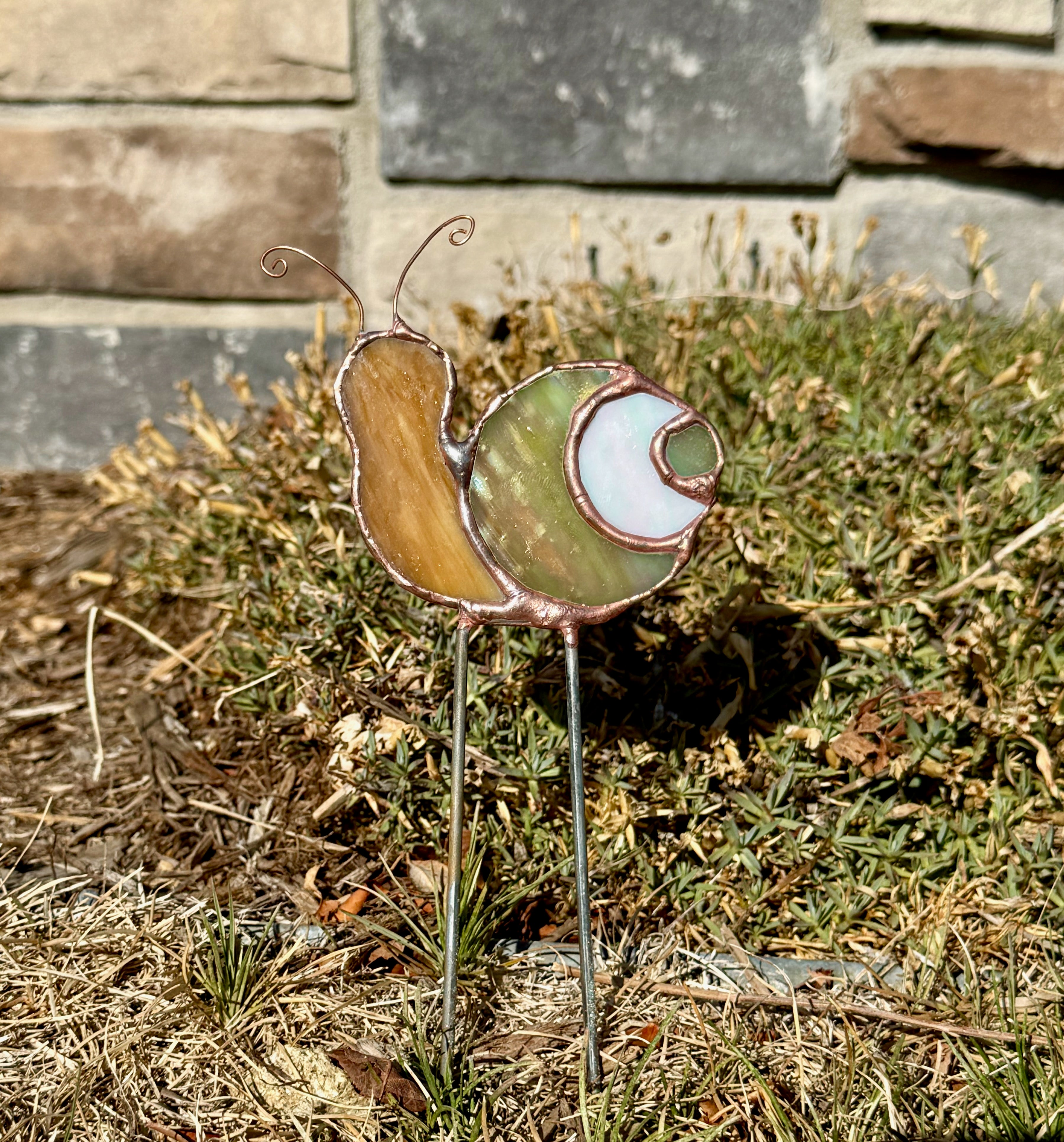 Snail Stained Glass Plant Stake