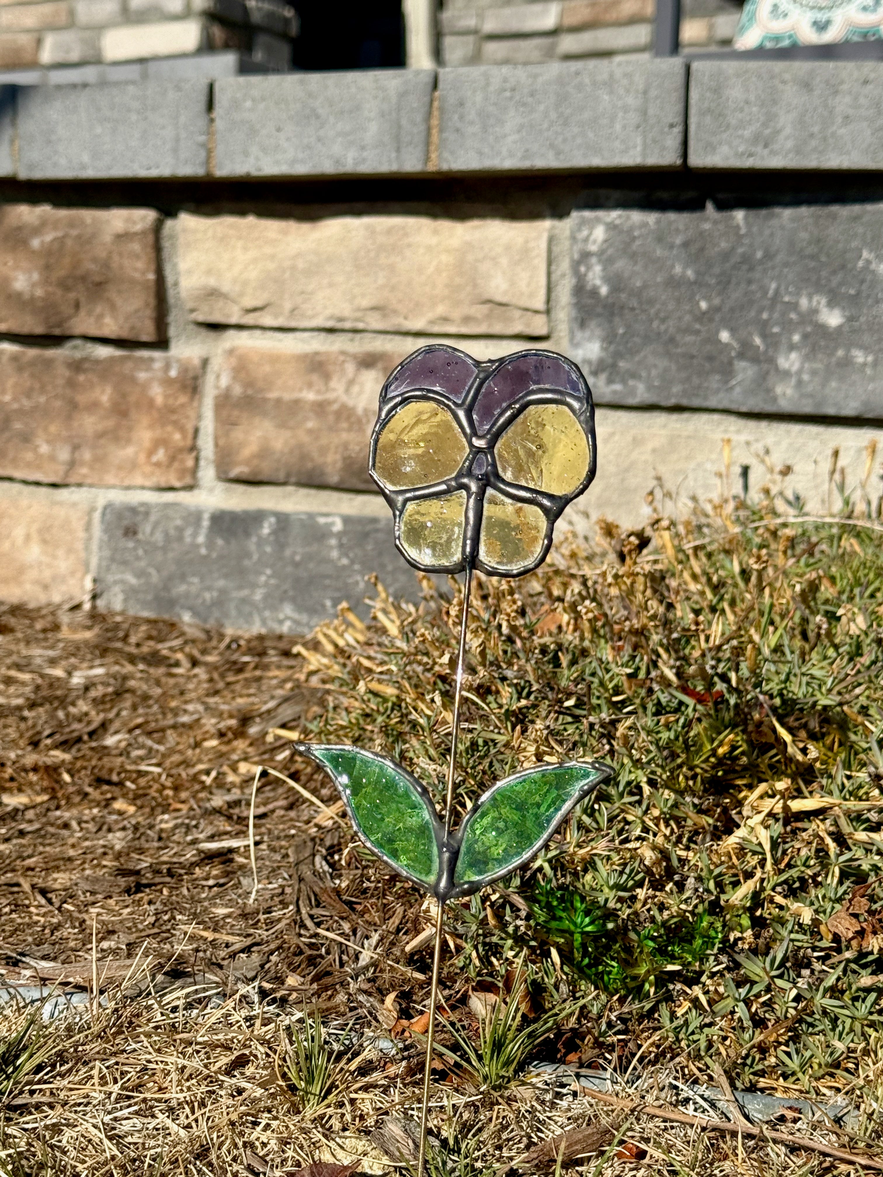 Flower Stained Glass Plant Stake