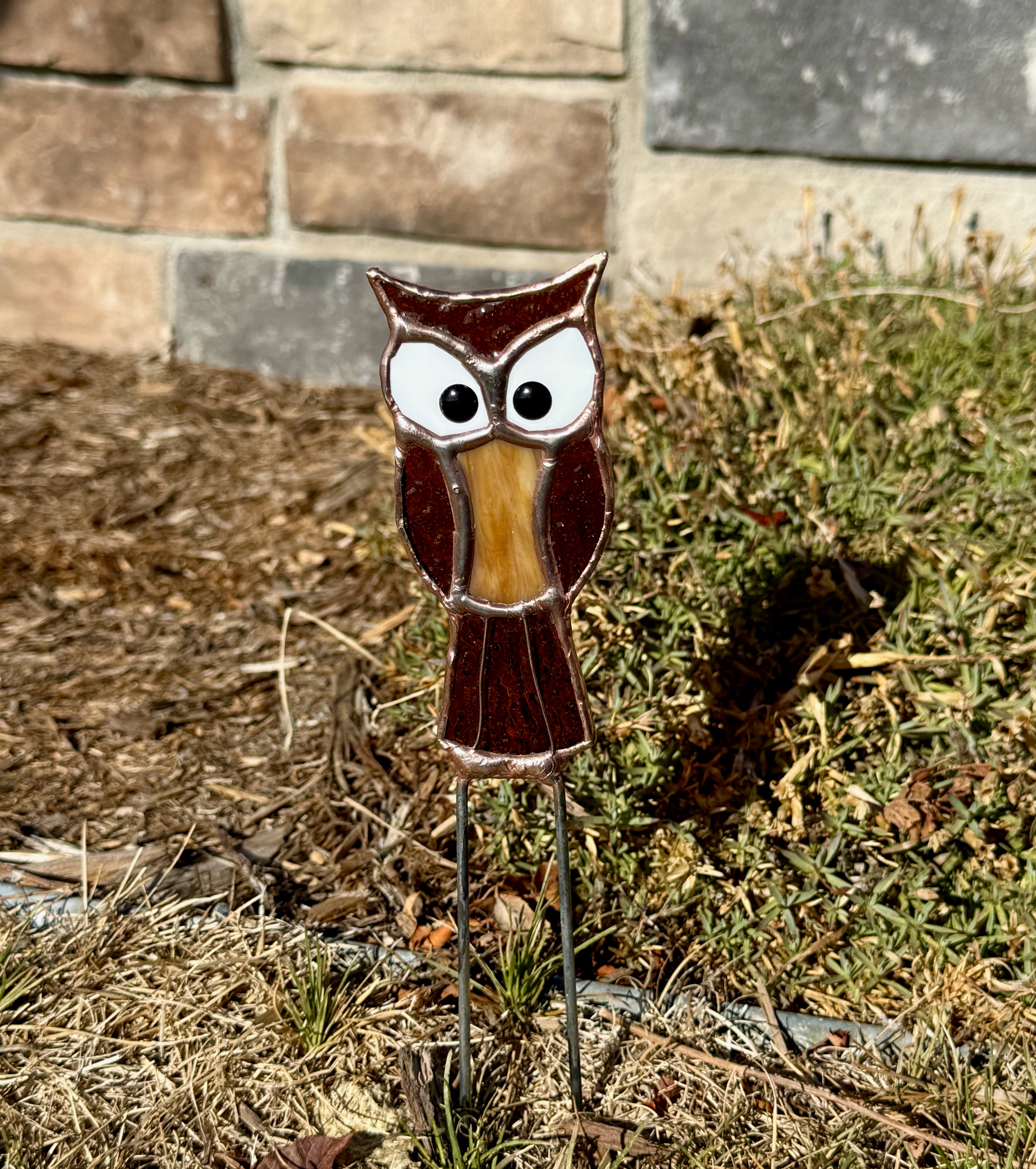 Owl Stained Glass Plant Stake