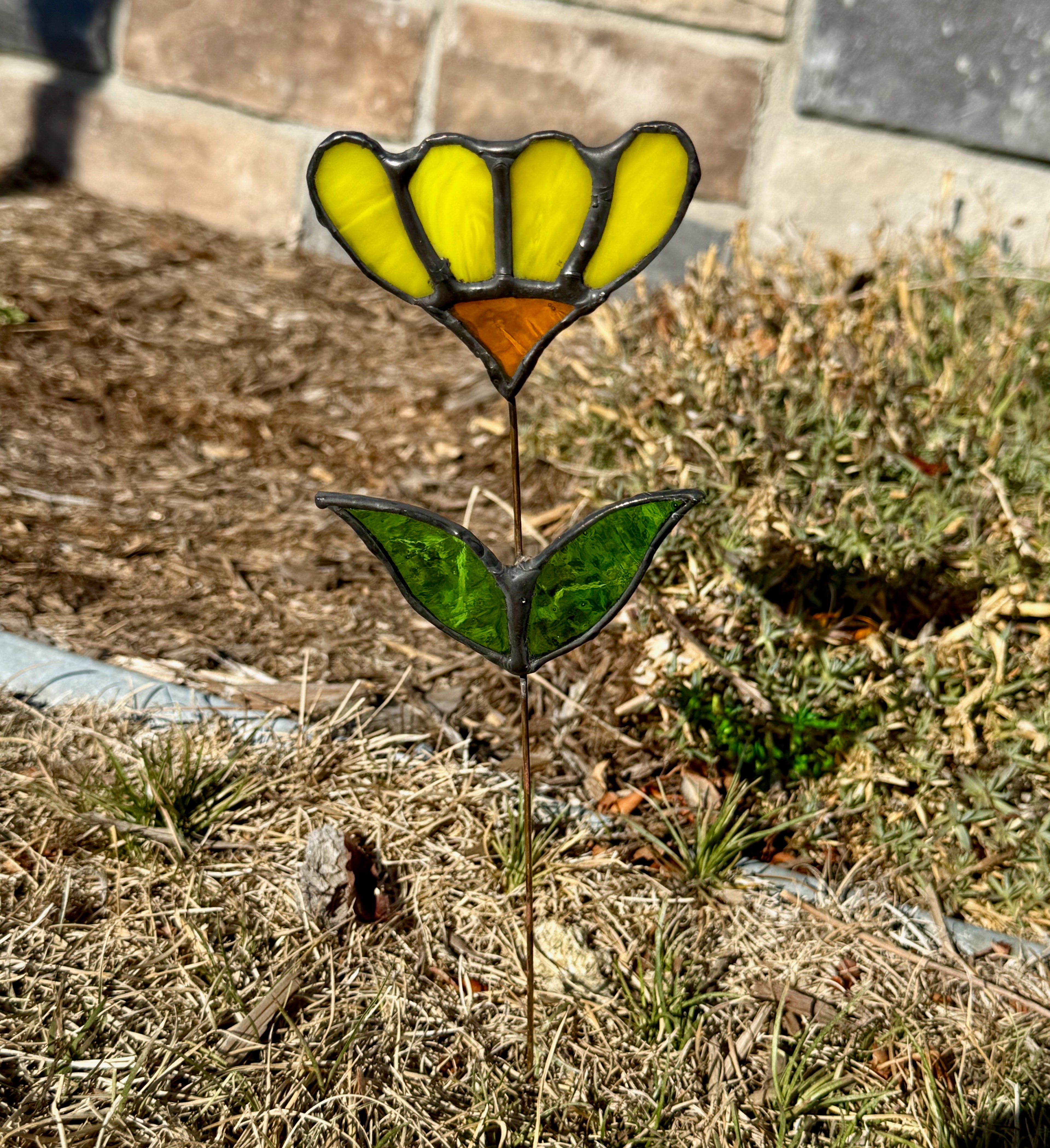 Flower Stained Glass Plant Stake