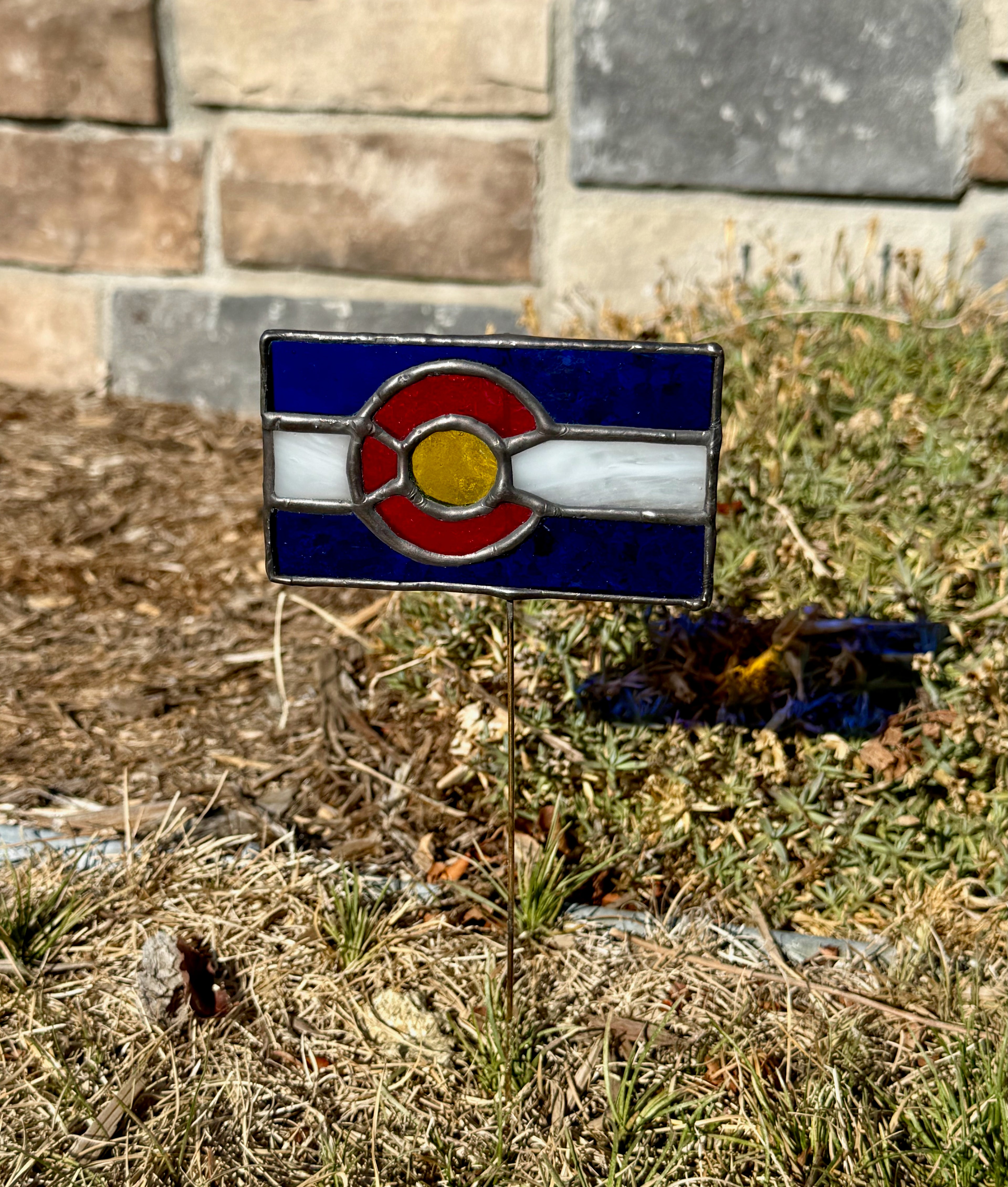 Colorado Flag Stained Glass Plant Stake