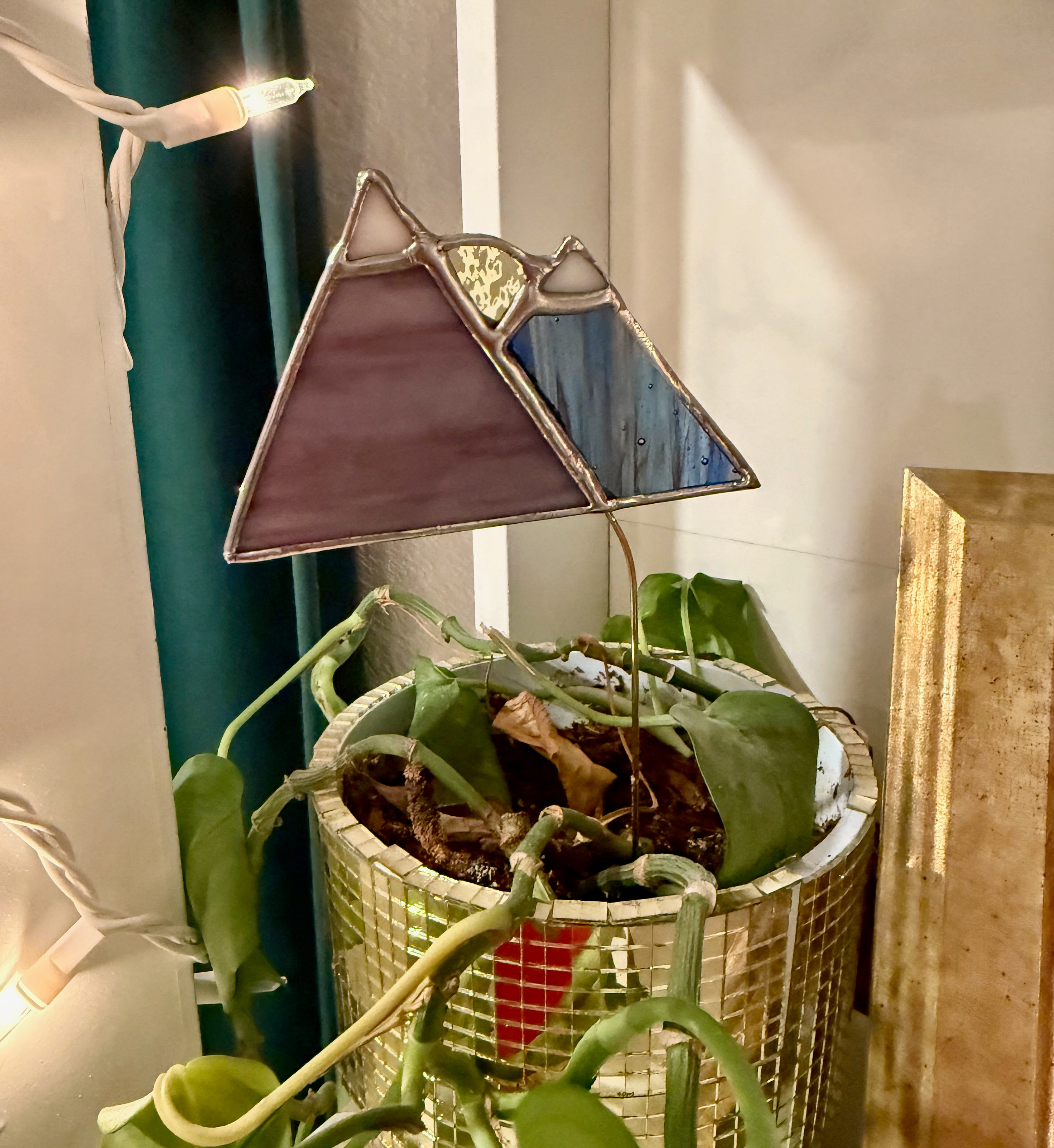 Mountains Stained Glass Plant Stake