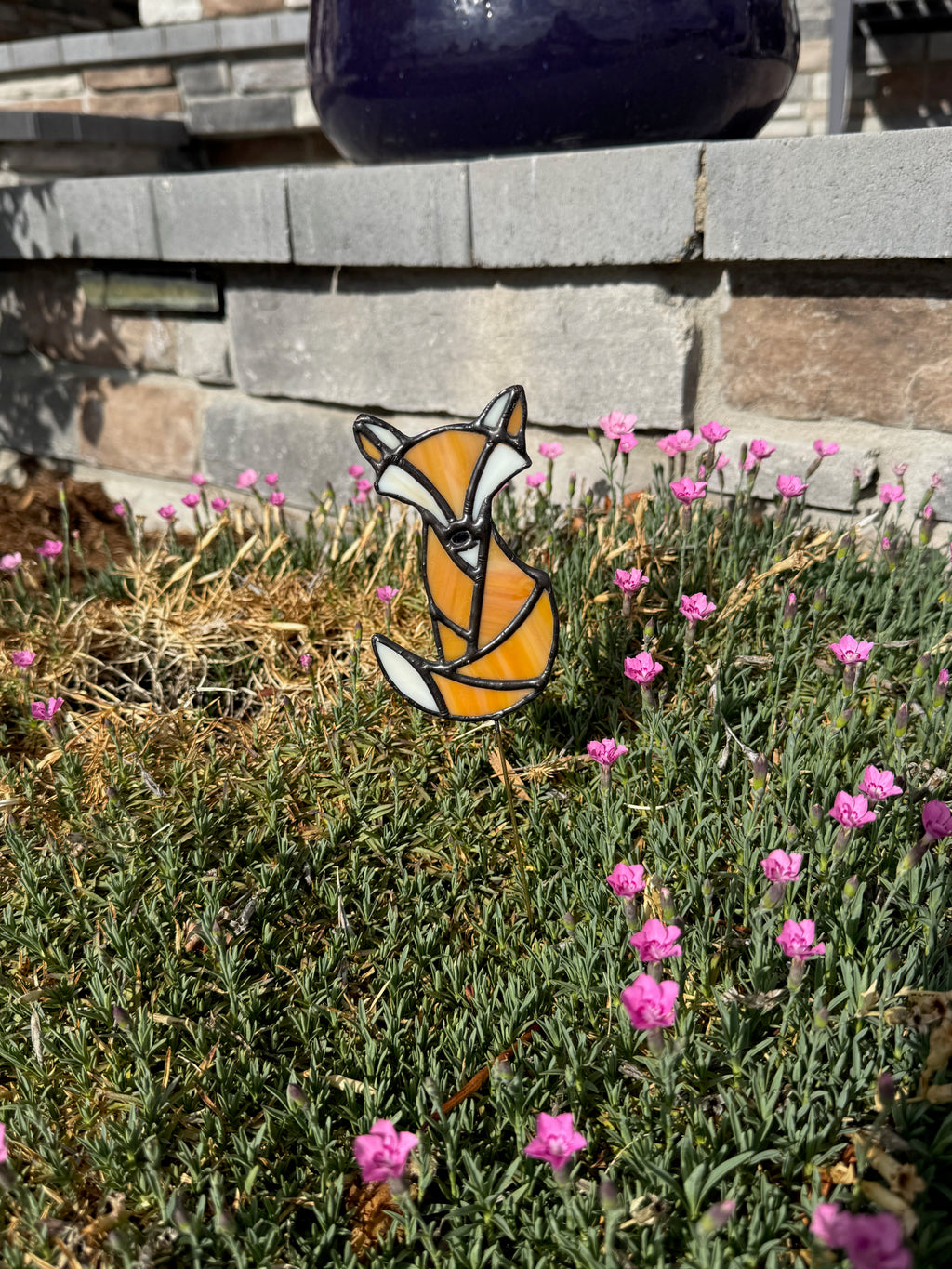 Fox Stained Glass Plant Stake