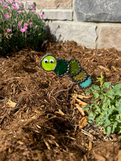 Caterpillar Stained Glass Plant Stake