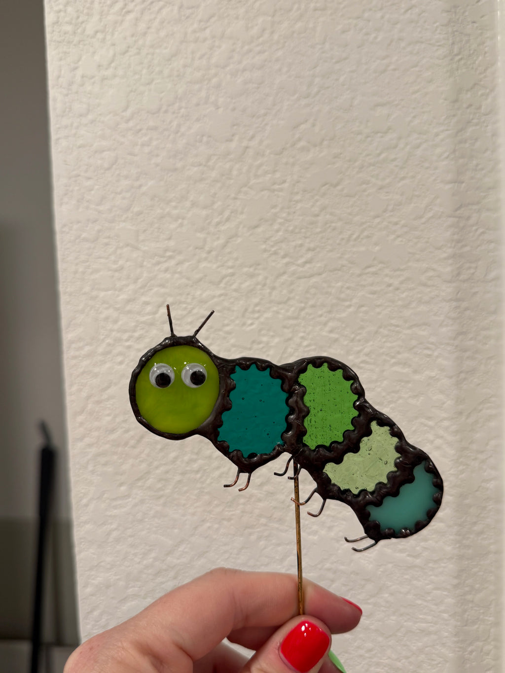 Caterpillar Stained Glass Plant Stake
