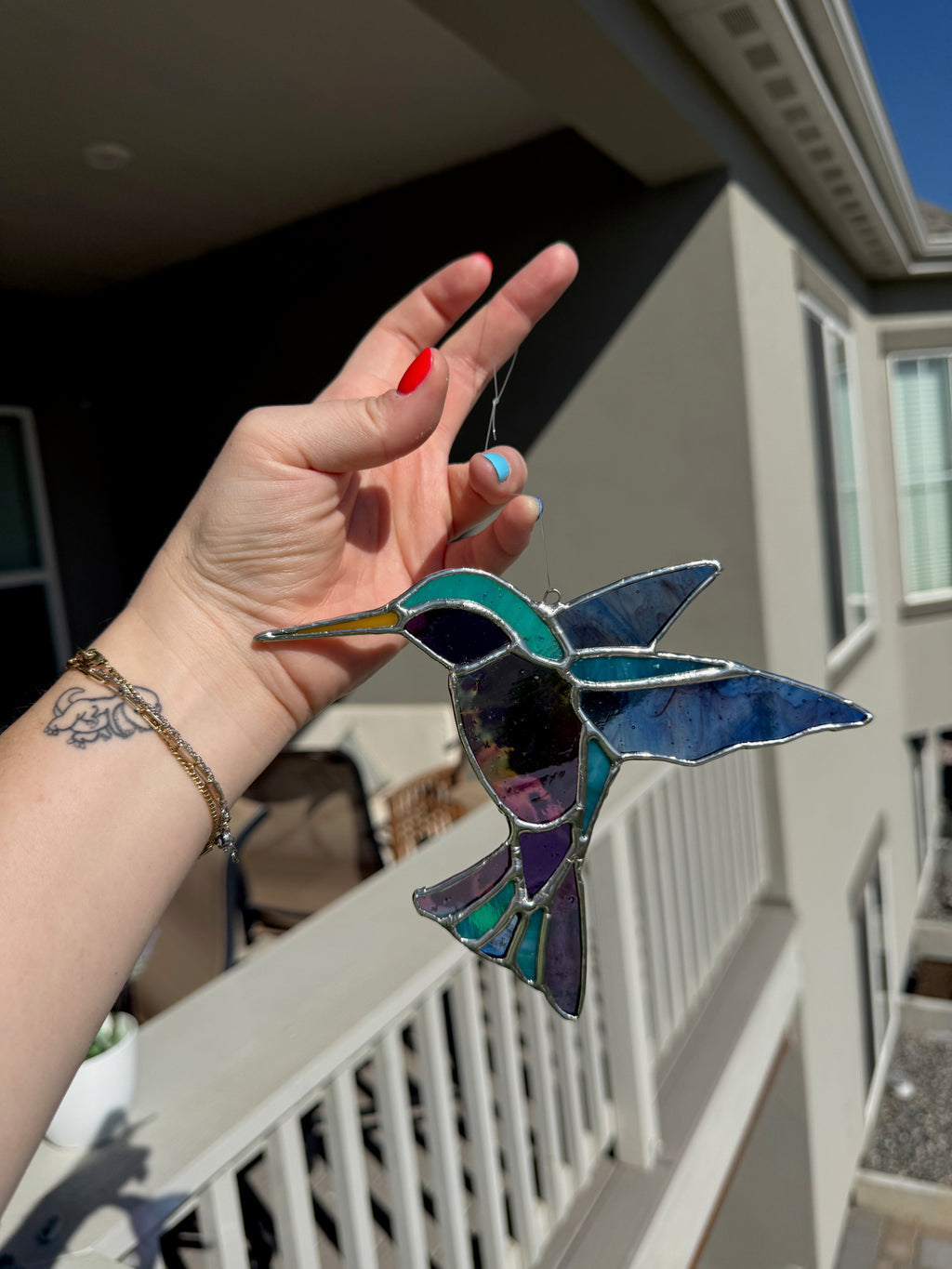 Hummingbird Stained Glass Sun Catcher