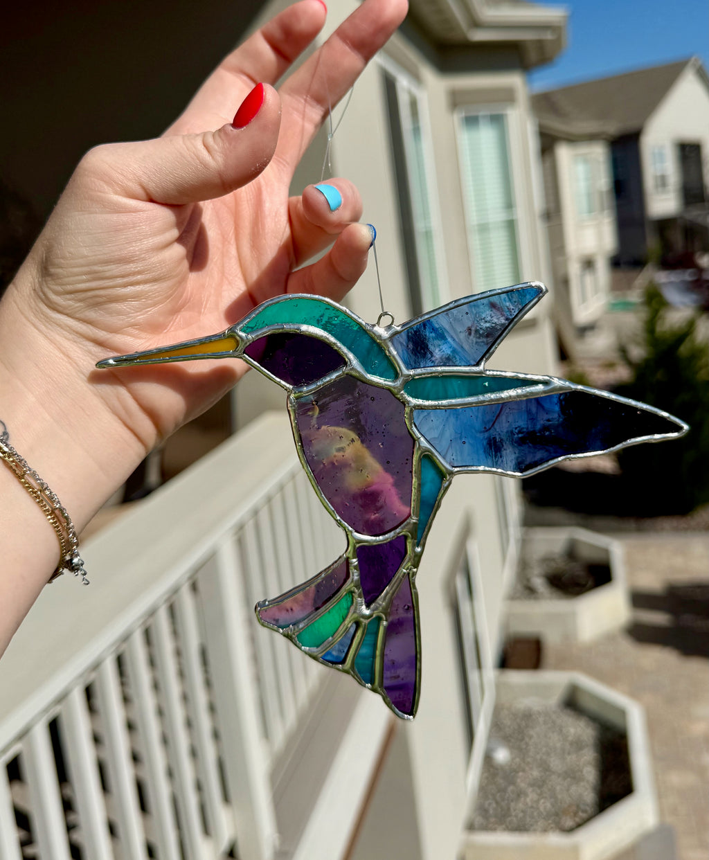 Hummingbird Stained Glass Sun Catcher