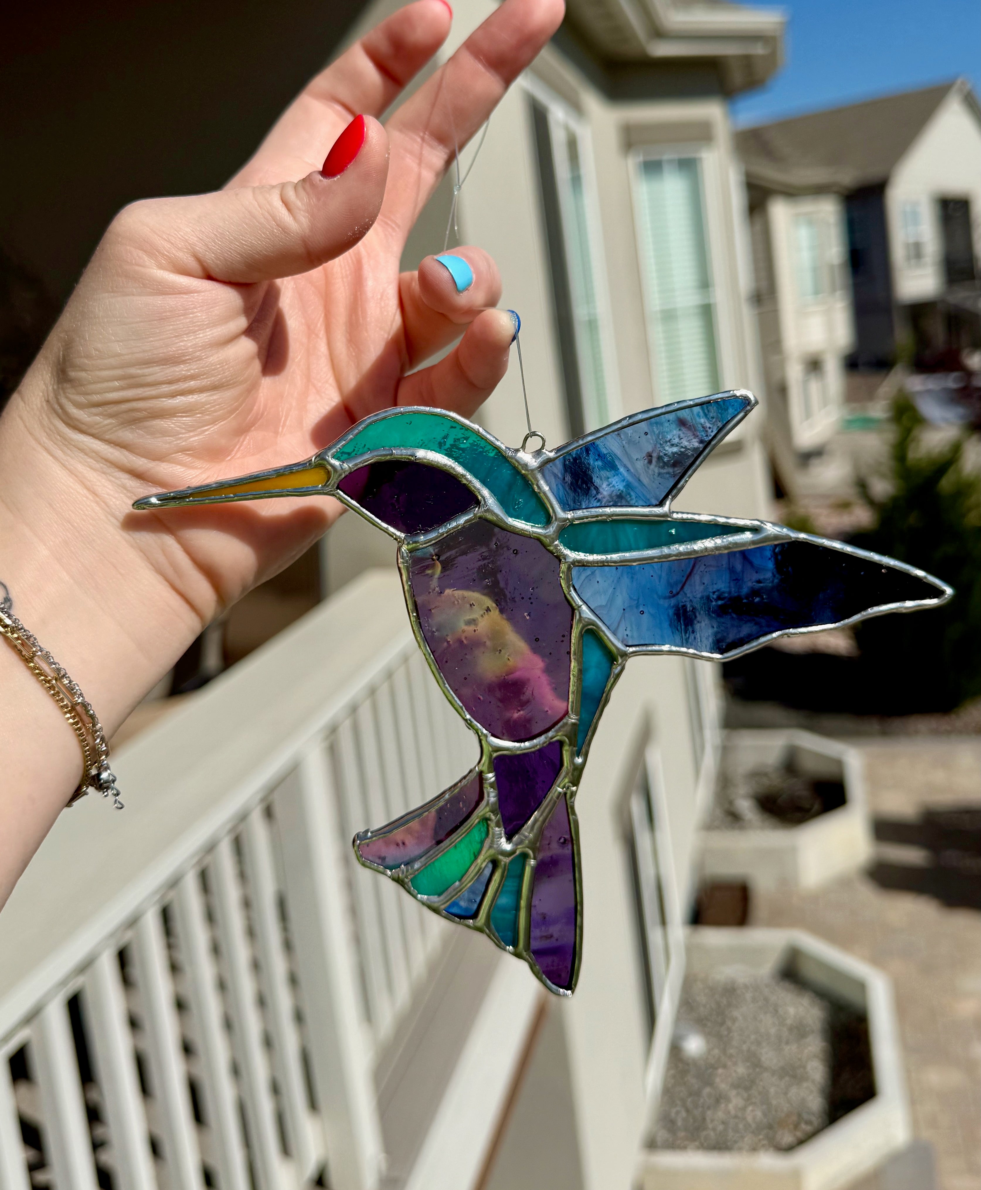 Hummingbird Stained Glass Sun Catcher