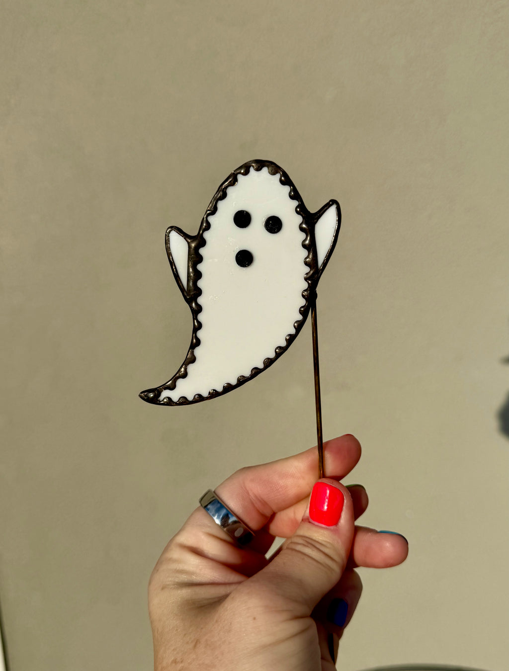 Ghost Stained Glass Plant Stake