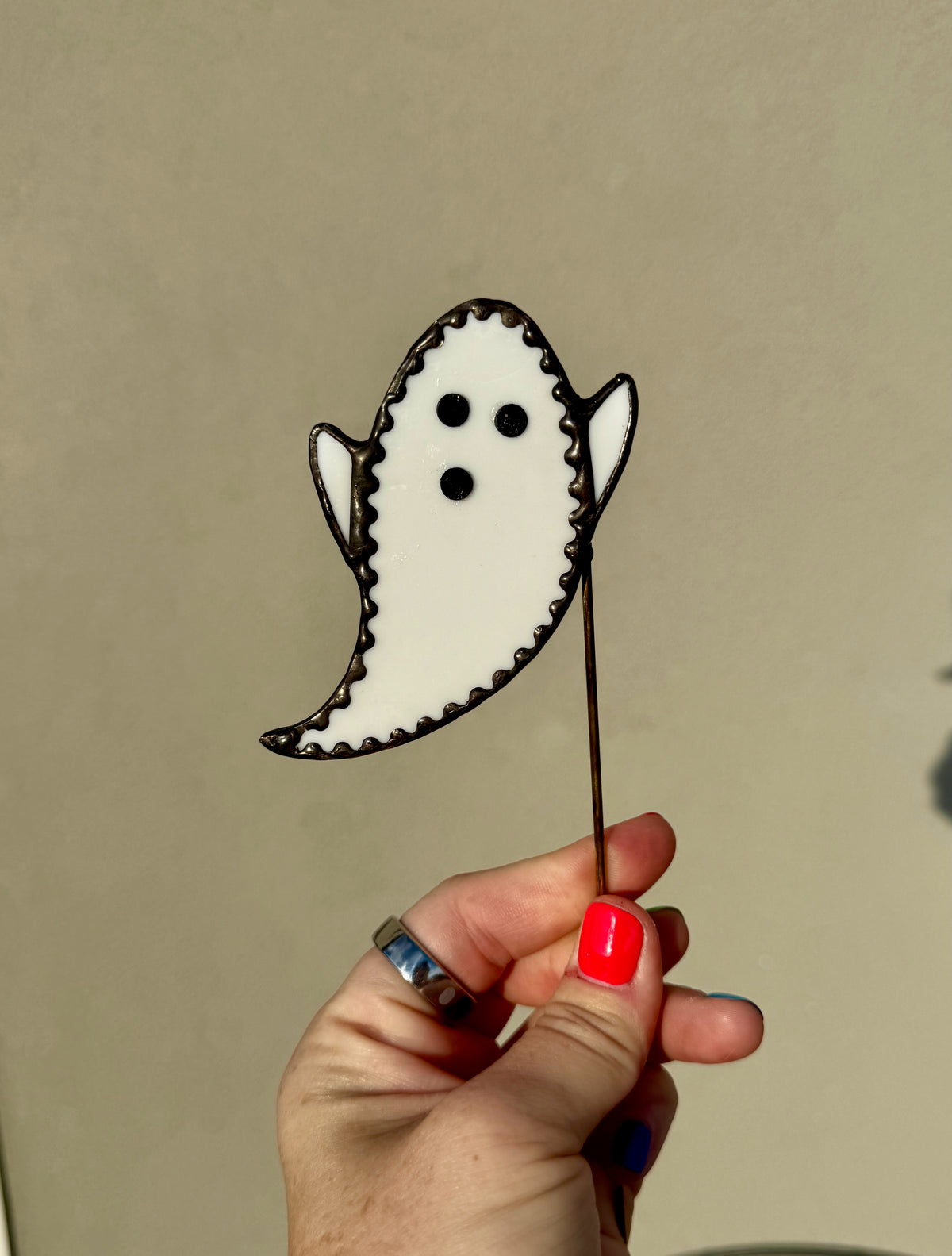 Ghost Stained Glass Plant Stake