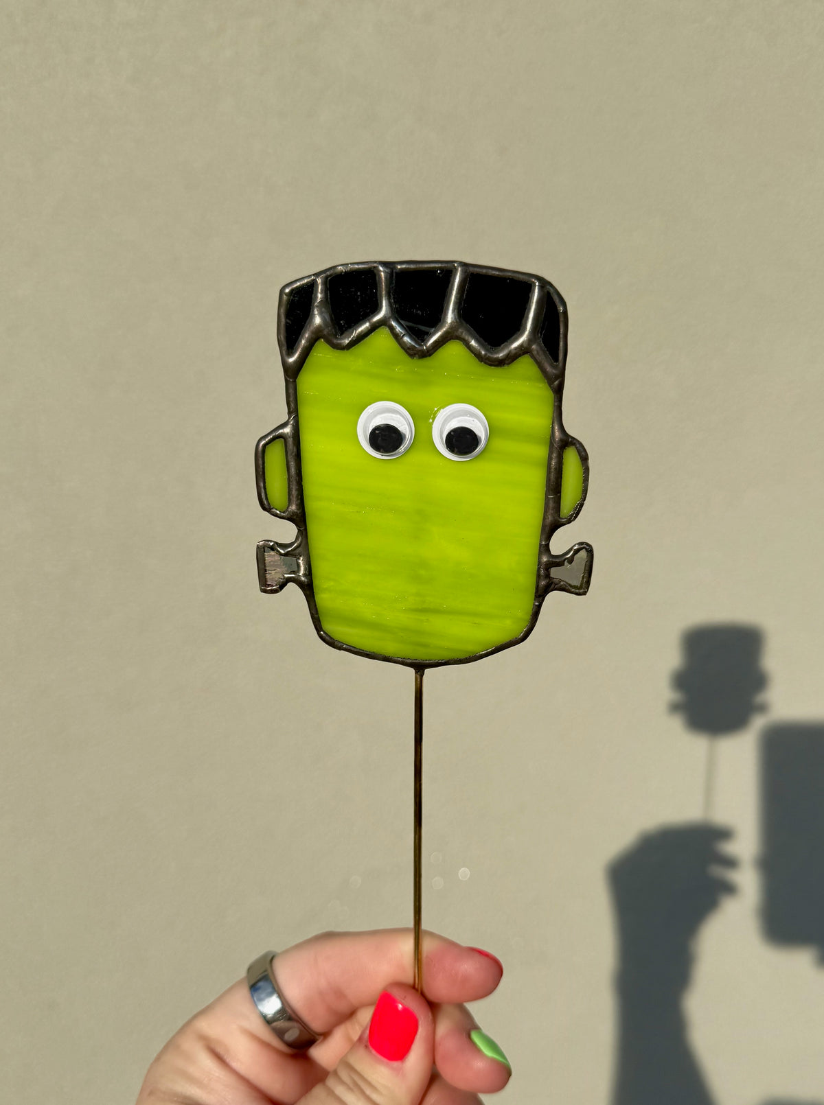 Frankenstein Stained Glass Plant Stake