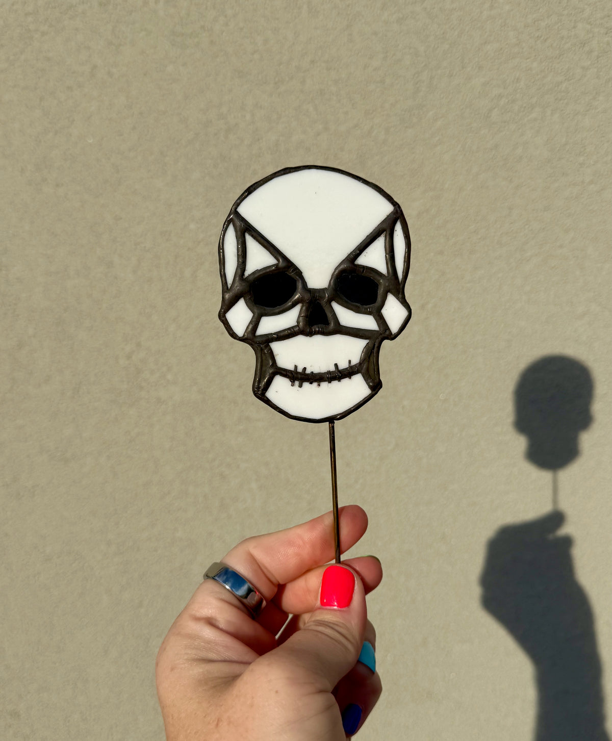 Skull Stained Glass Plant Stake