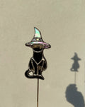 Witch Cat  Stained Glass Plant Stake