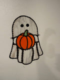 Pumpkin Ghost Stained Glass Sun Catcher