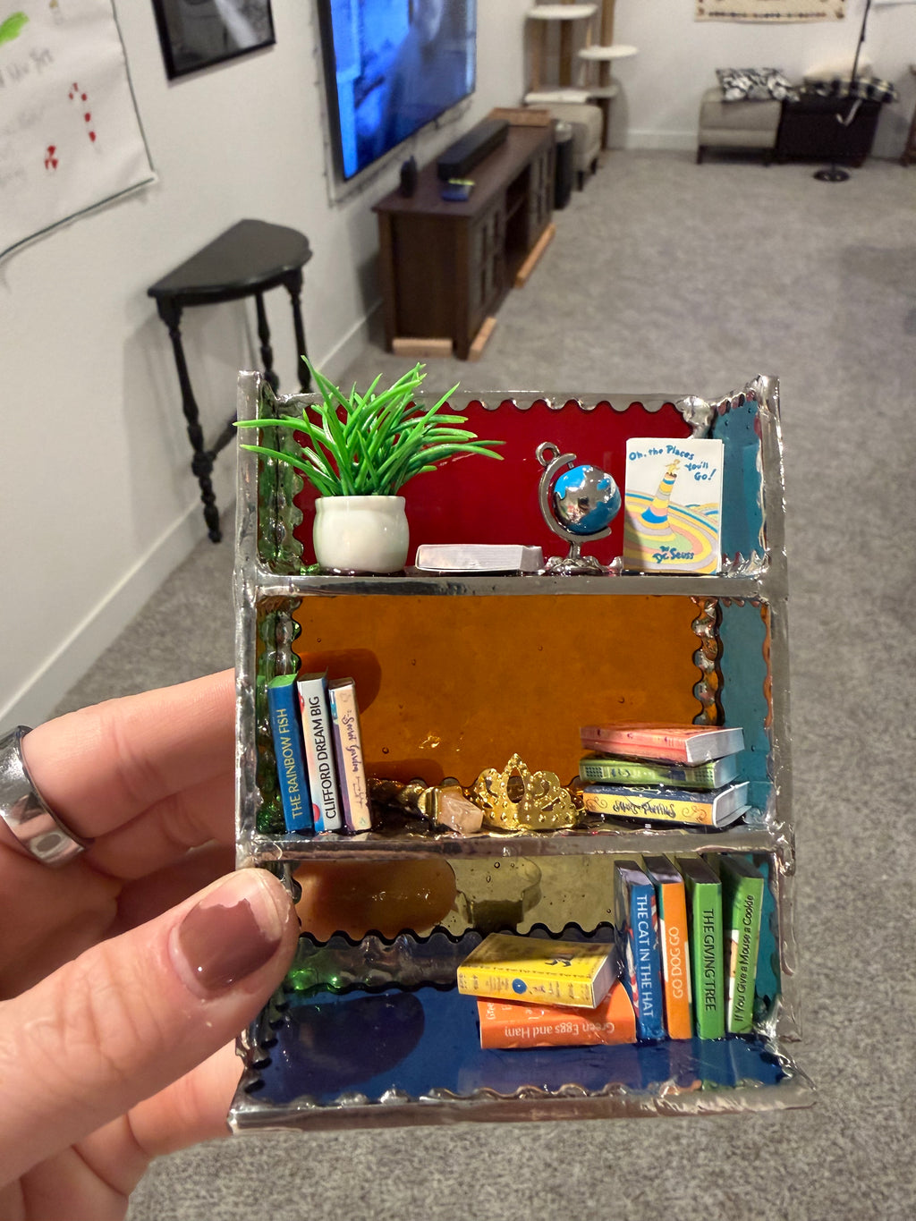 Custom Stained Glass Bookshelf Nightlight (books)