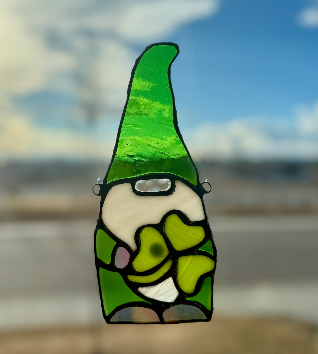 St. Paddy's Gnome Stained Glass Sun Catcher