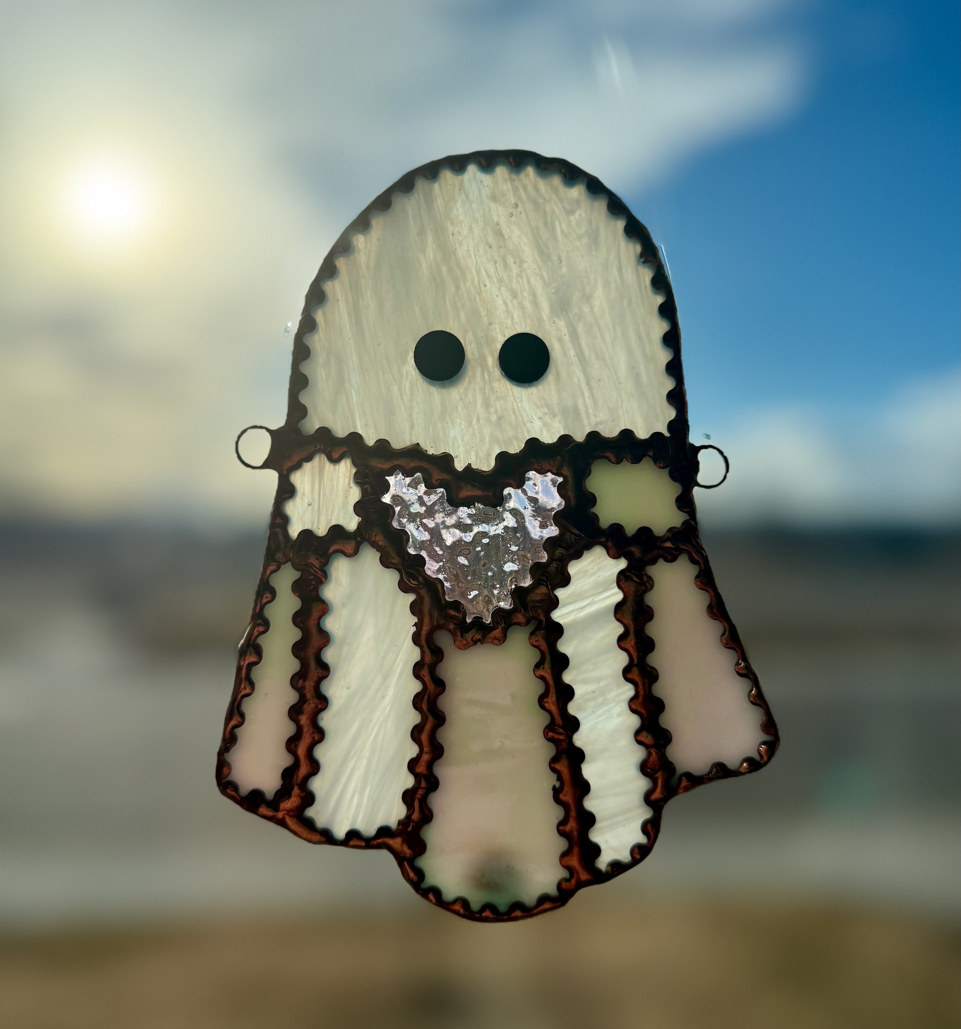Ghost Heart Stained Glass Suncatcher