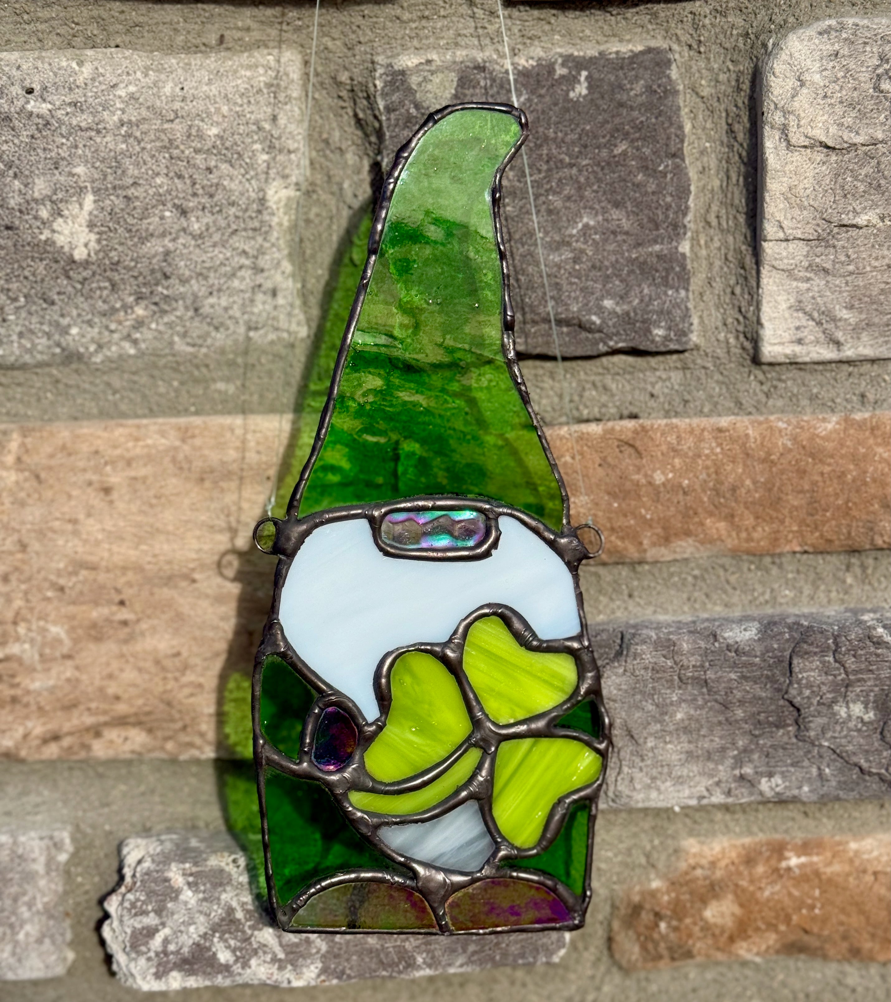 St. Paddy's Gnome Stained Glass Sun Catcher