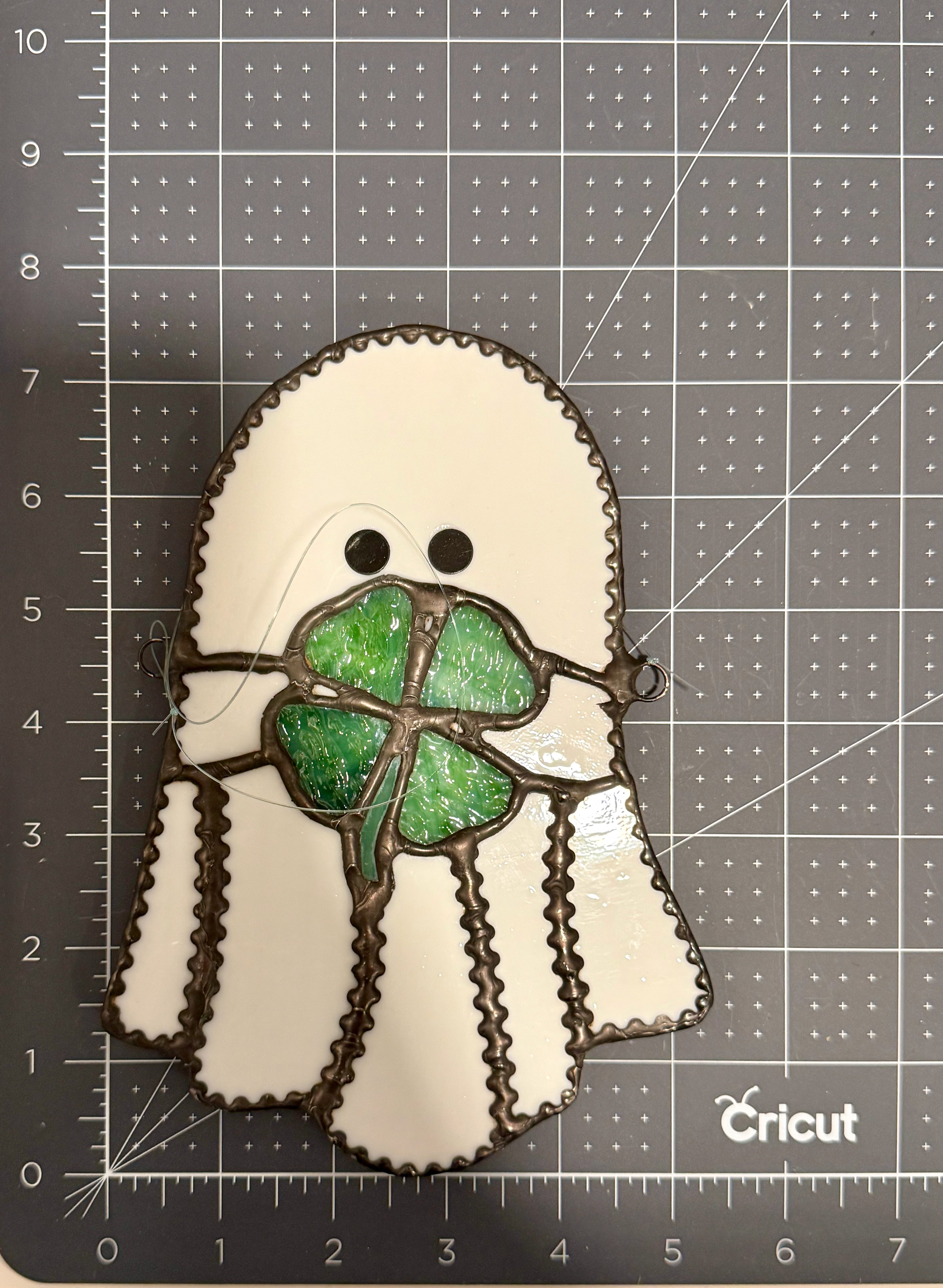 Ghost w Clover Stained Glass Sun Catcher