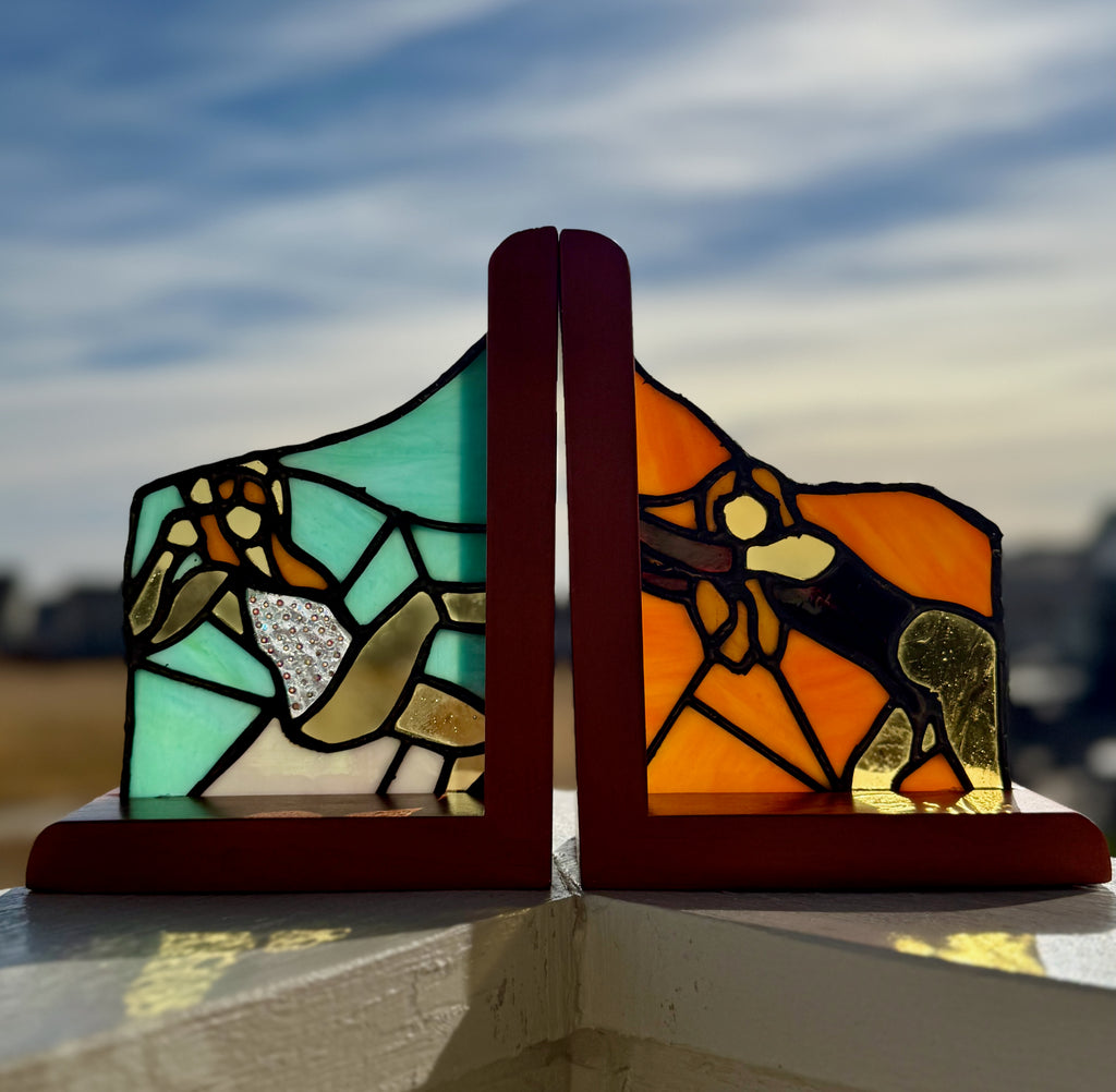 Showgirl Stained Glass Bookends
