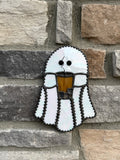 Ghost w Iced Coffee Stained Glass Sun Catcher