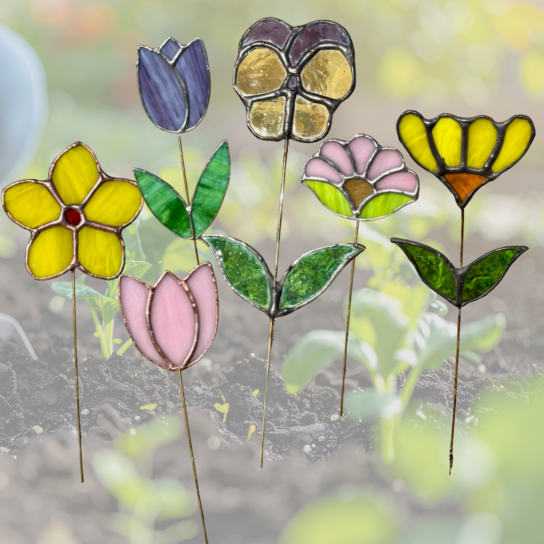 Flower Stained Glass Plant Stake