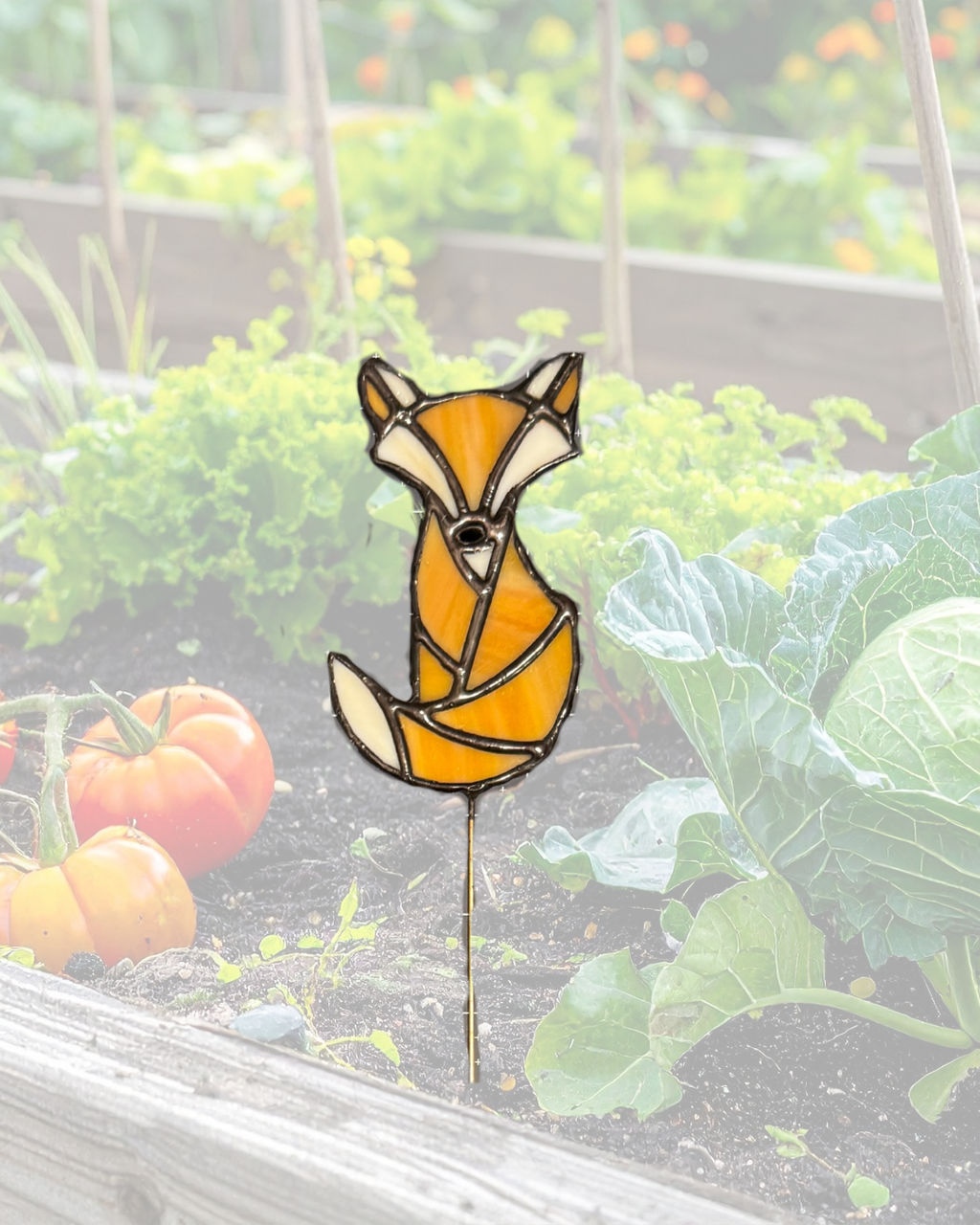 Fox Stained Glass Plant Stake