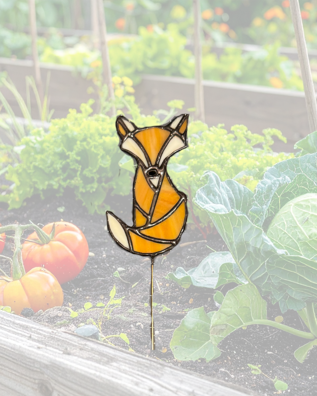 Fox Stained Glass Plant Stake