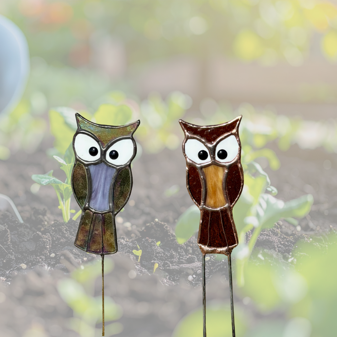 Owl Stained Glass Plant Stake