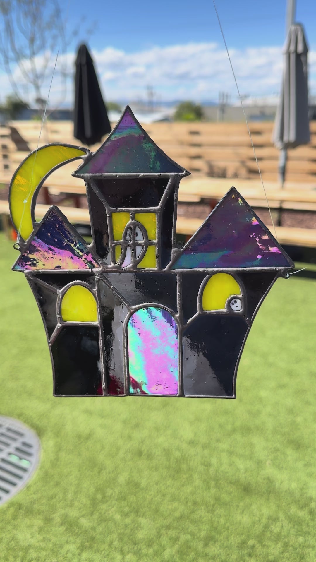 Haunted House Stained Glass Sun Catcher