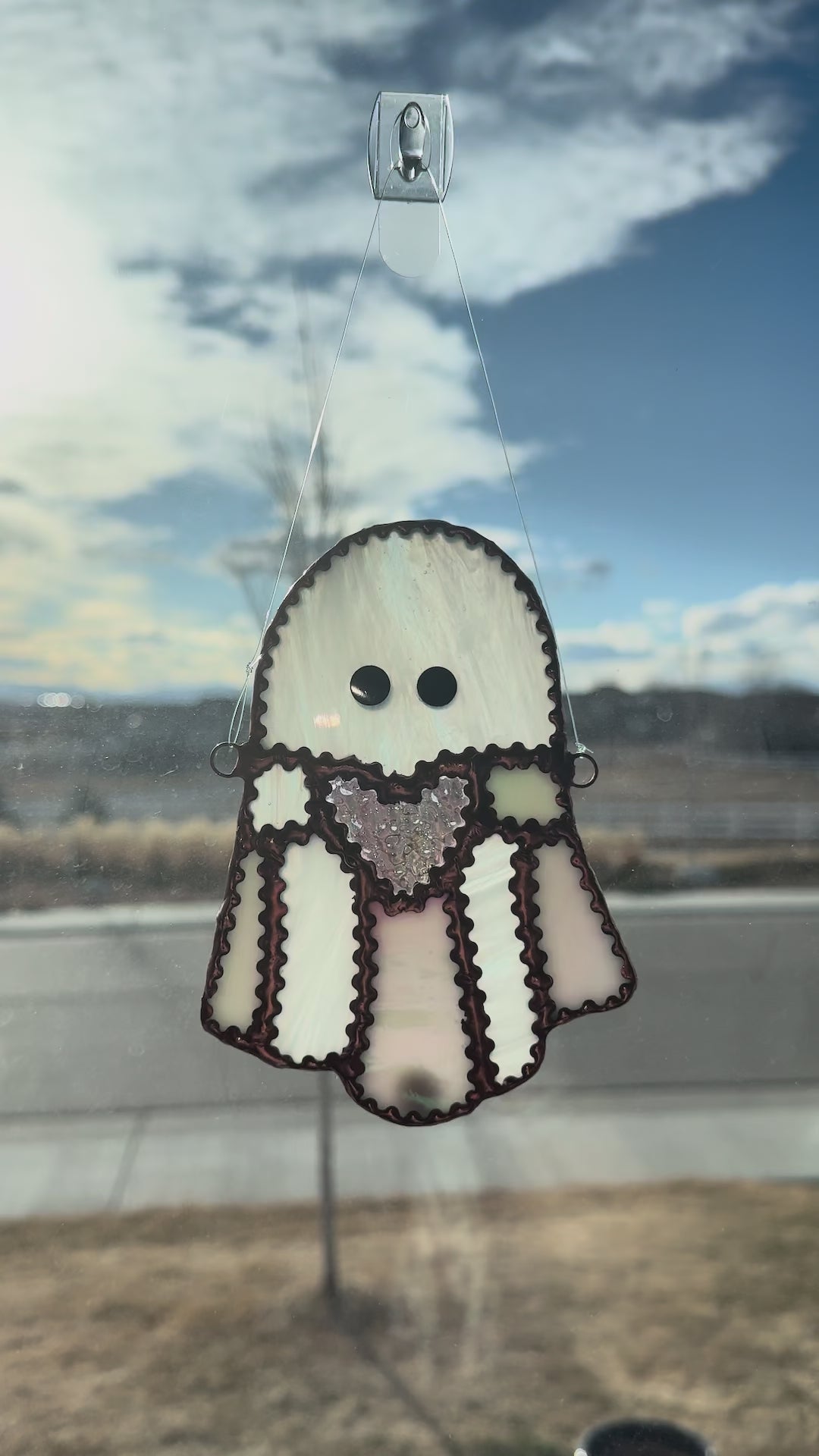 Ghost Heart Stained Glass Suncatcher