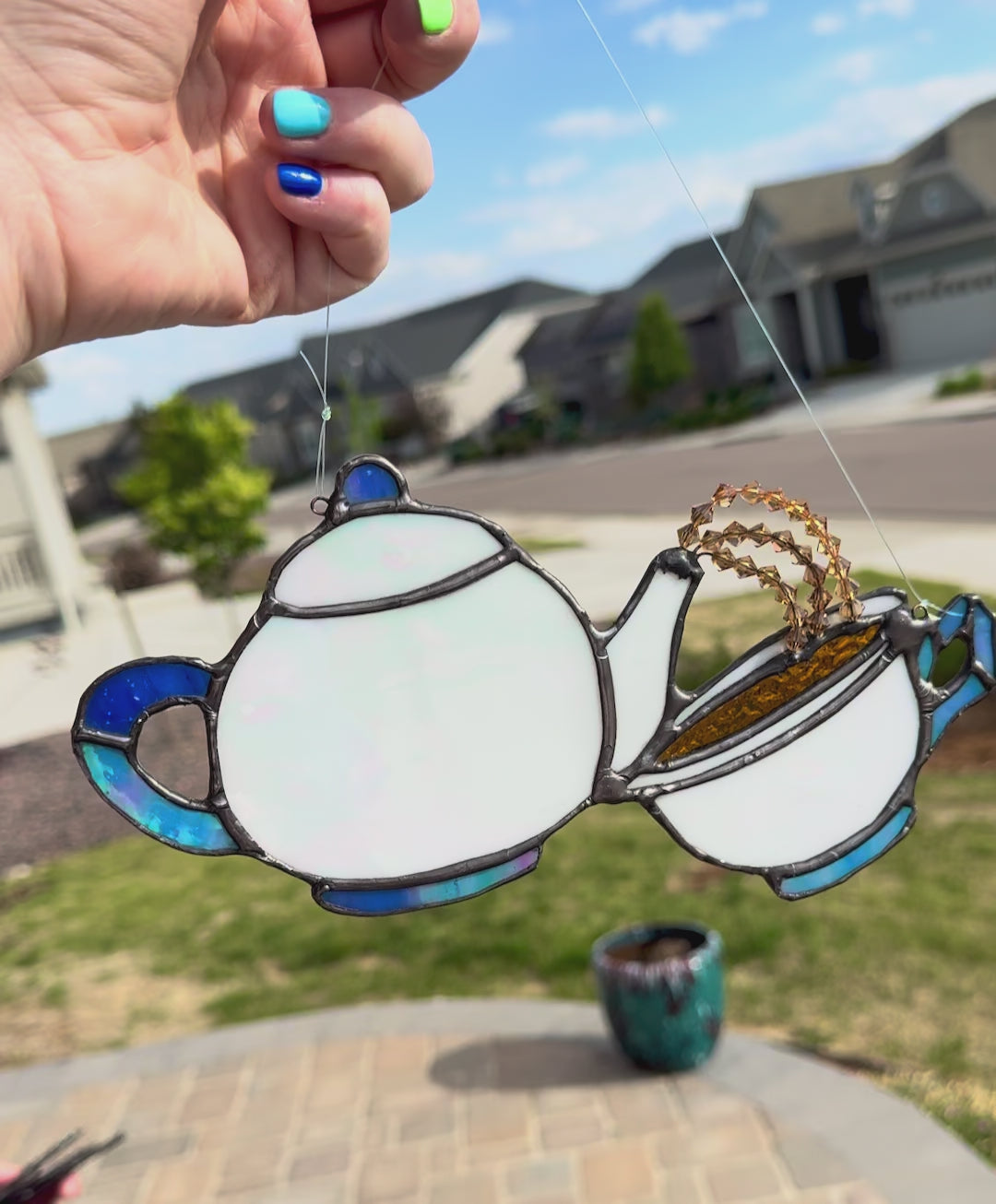Spill the Tea Stained Glass Sun Catcher