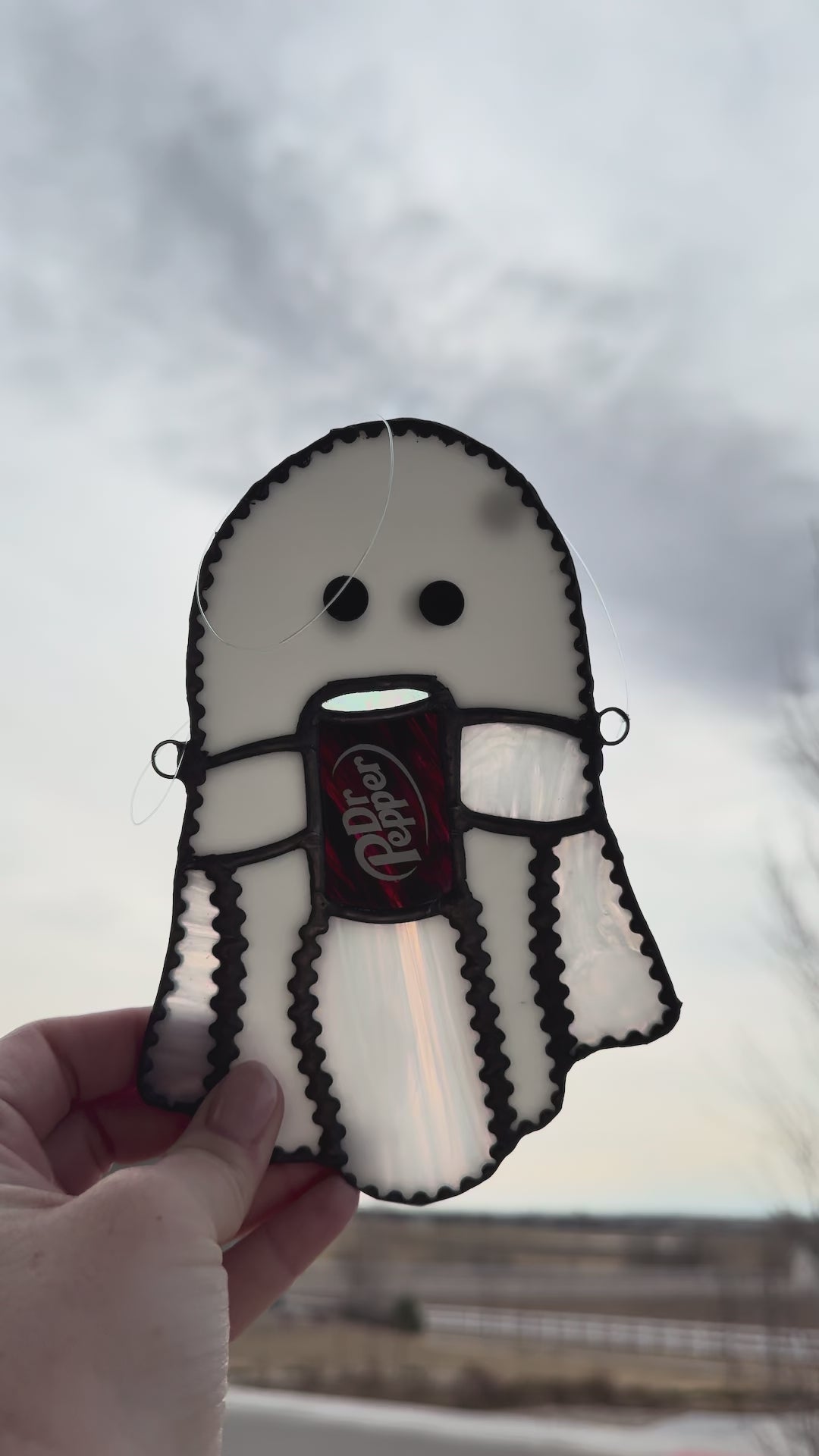 Ghost w DP Stained Glass Sun Catcher